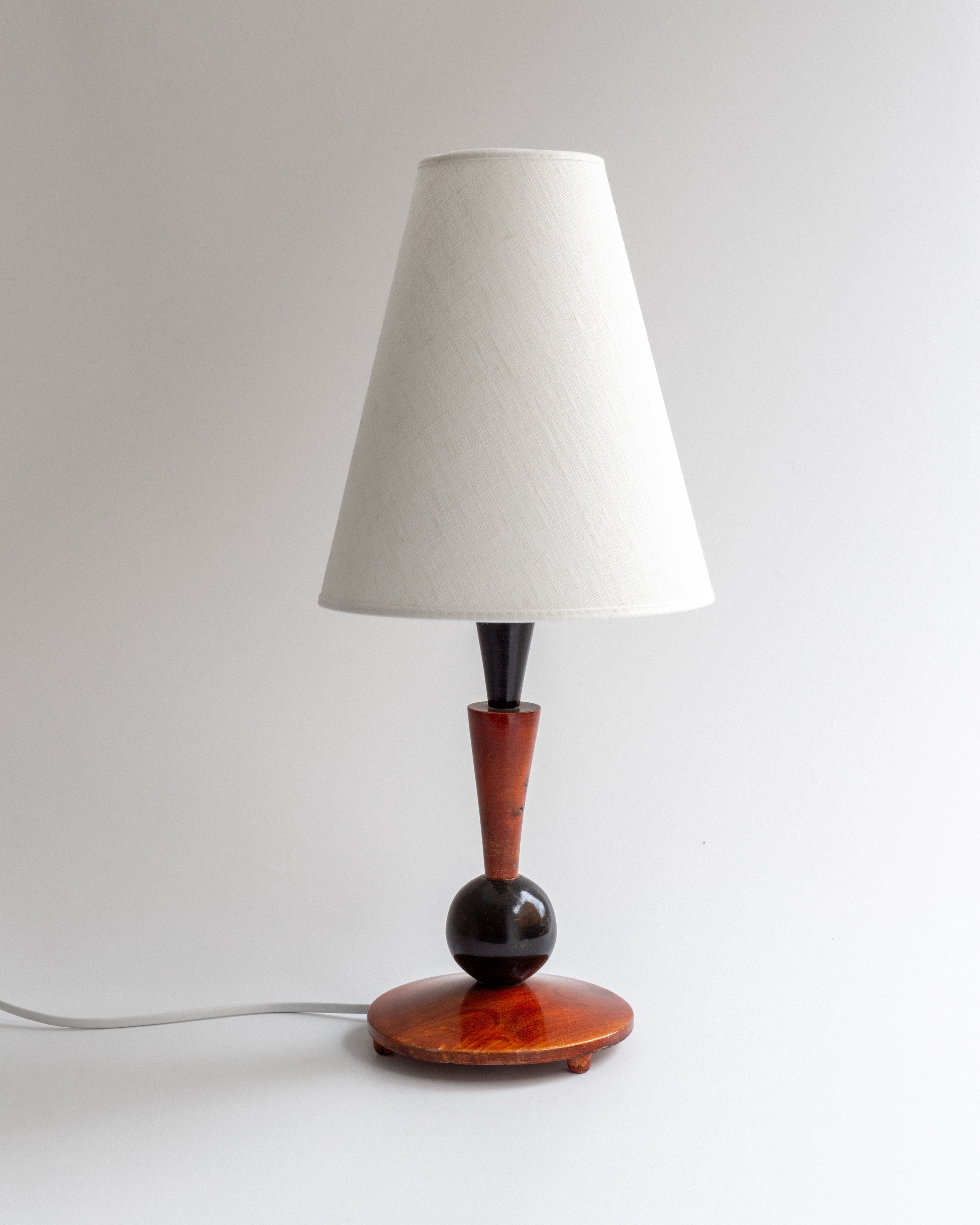 Lampe de Table Art Déco en Bois, Années 1930