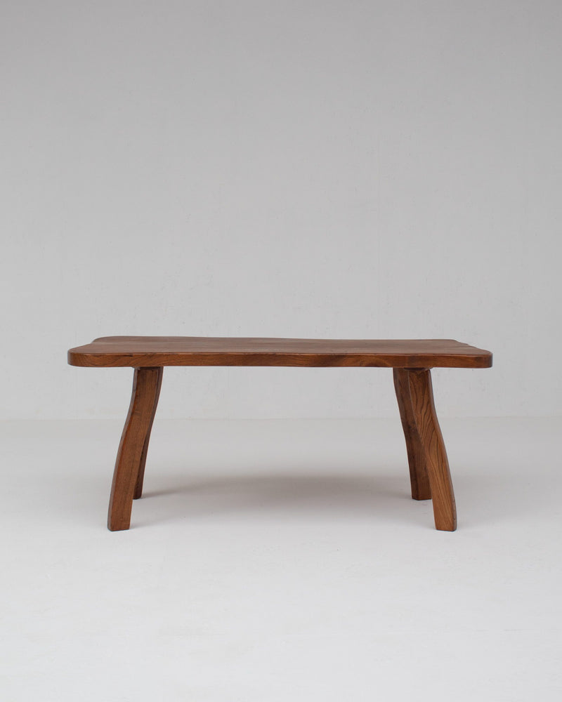 Handcrafted Sculptural Brutalist Solid Elm Side Table — lifestyle setting