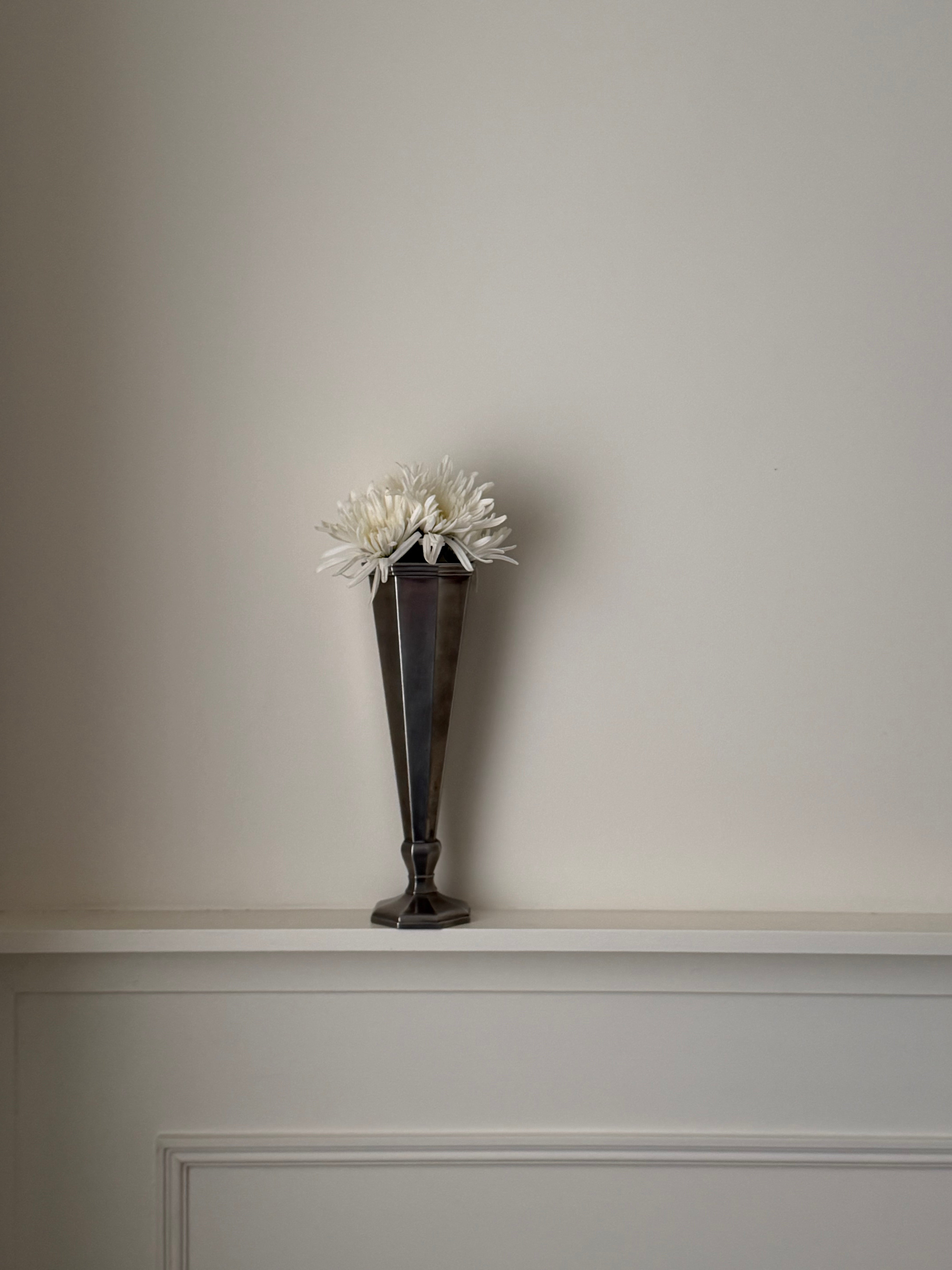 Vintage Gorham Octagon Slender Pewter Art Deco Style Vase — side angle