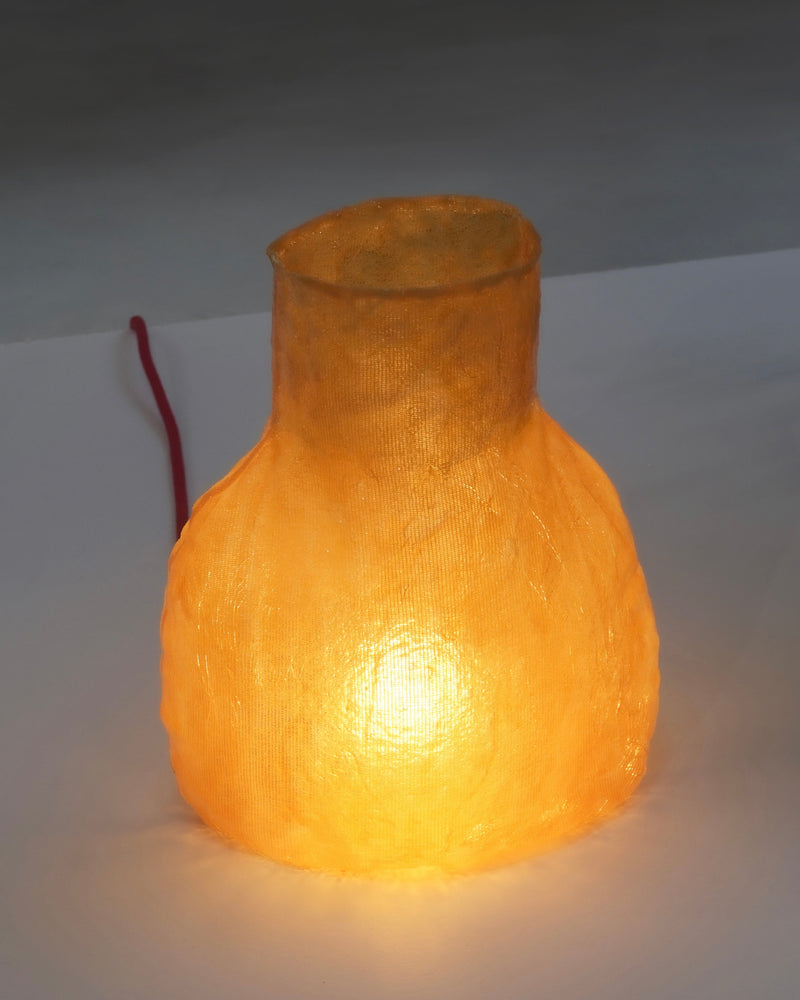 Moonlight Table Lamp by Yunju Jung | The Oblist — handmade orange fabric