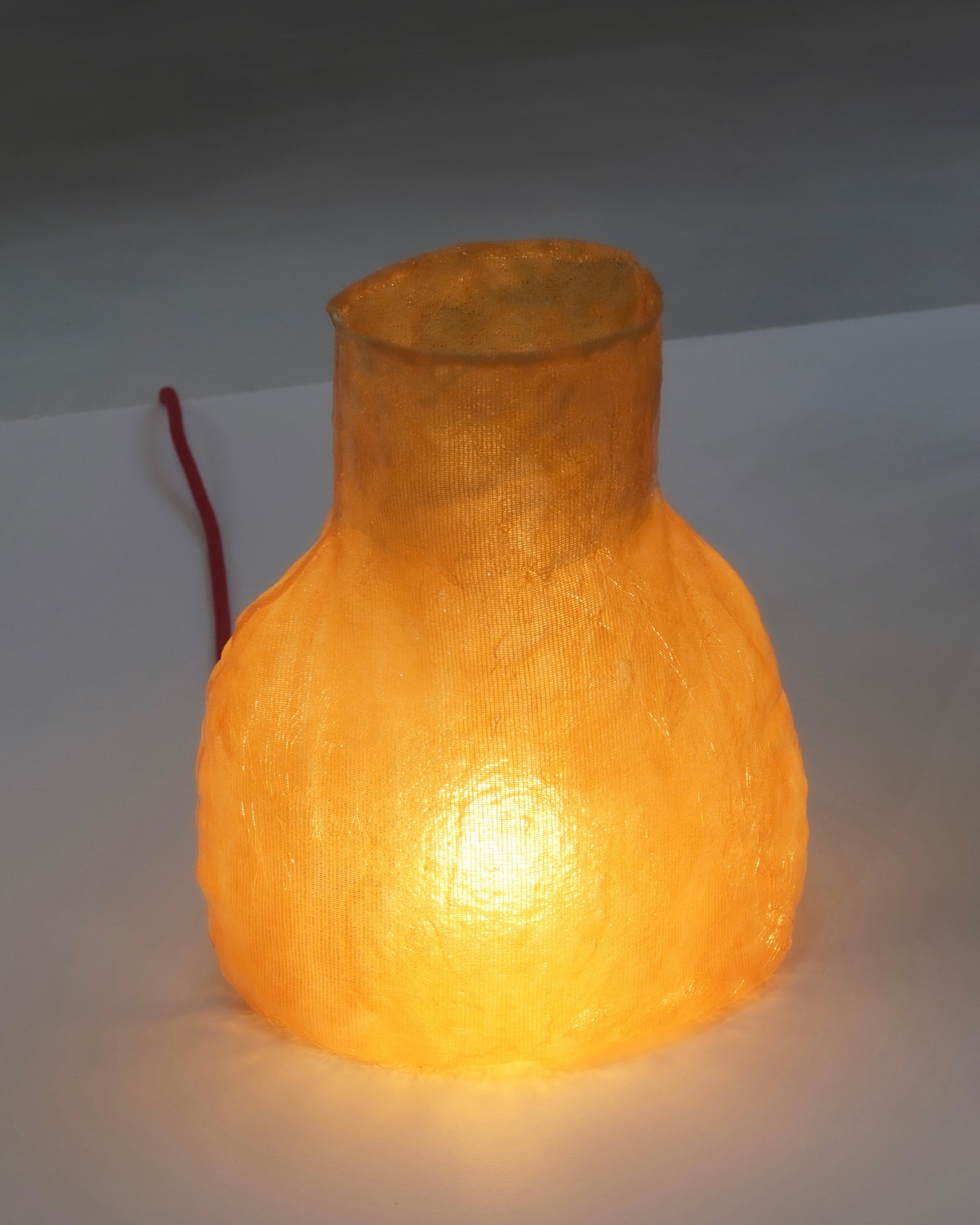 Moonlight Table Lamp by Yunju Jung | The Oblist — handmade orange fabric