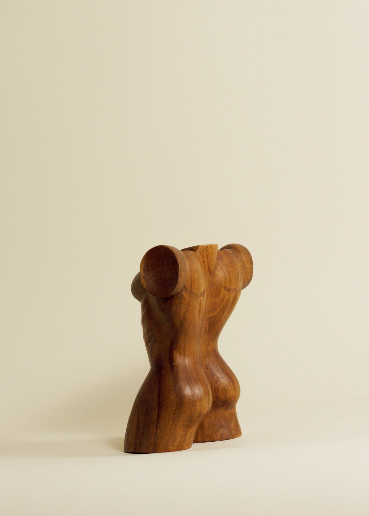Wood Male Torso Sculpture — side angle