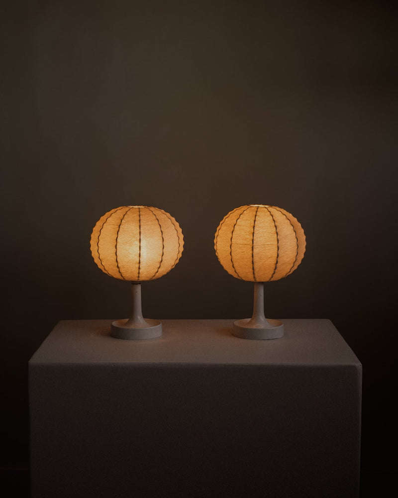 Pair of Cocoon Table Lamps by Friedel Wauer for Goldkant Leuchten, 1970s by septembre studios | The Oblist