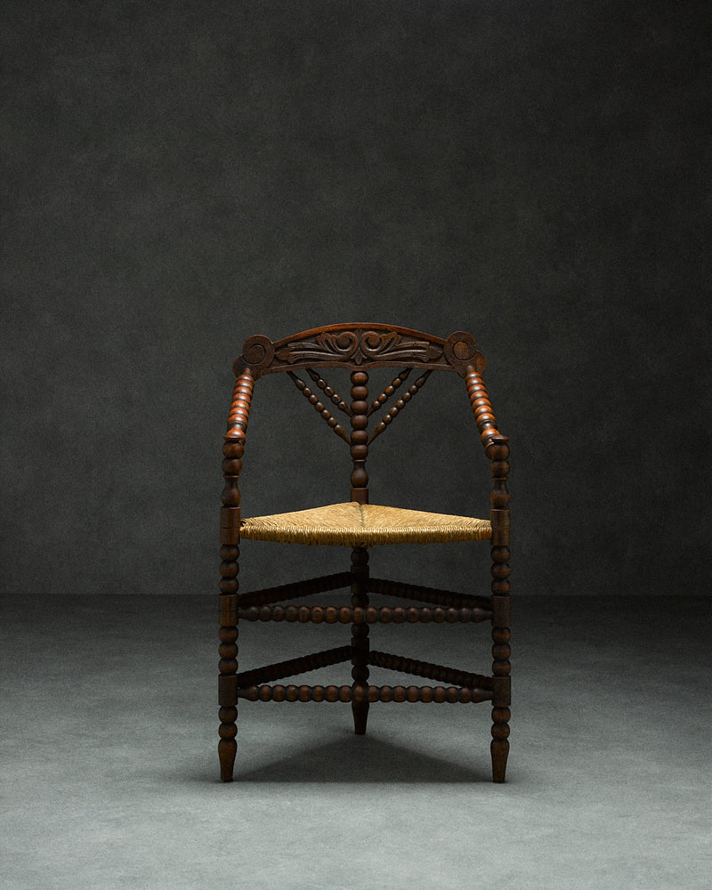 Triangular Bobbin Chair by Monica Monaco | The Oblist — handcrafted wood, natural finish