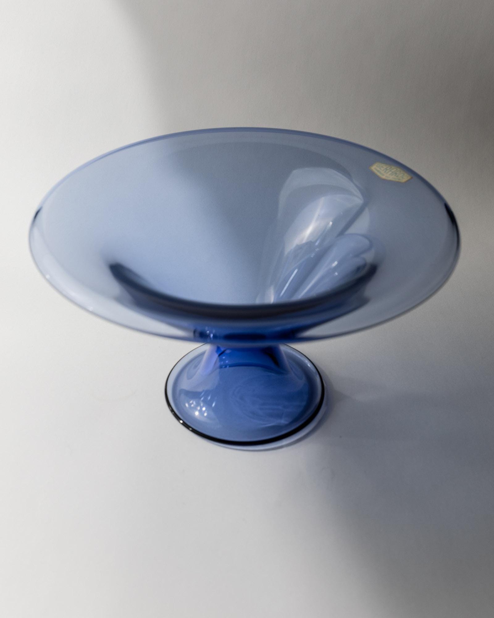1980s Murano Glass Bowl — side view highlighting translucent blue glass