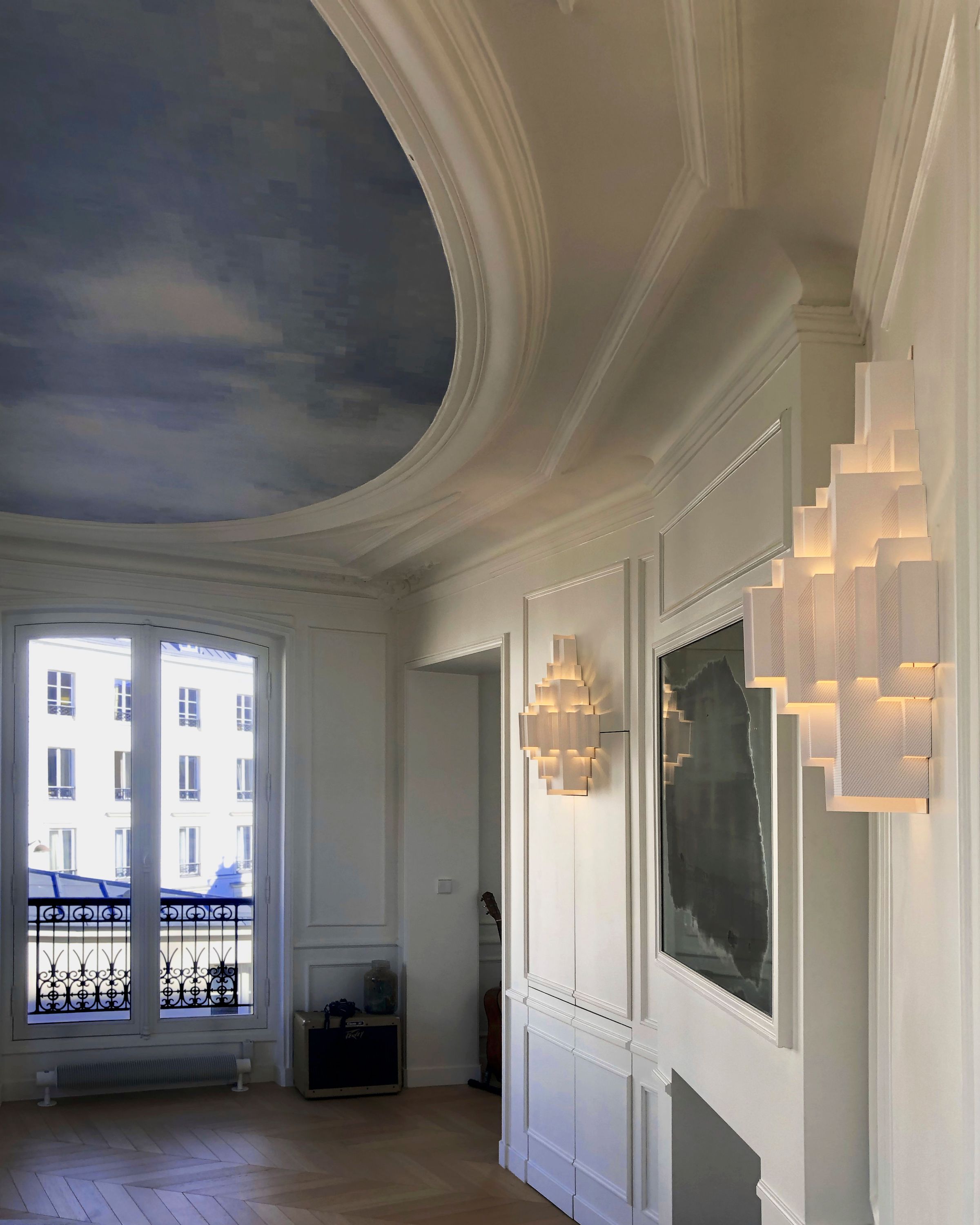 Cloud City Wall Lampshade — top view in modern interior setting