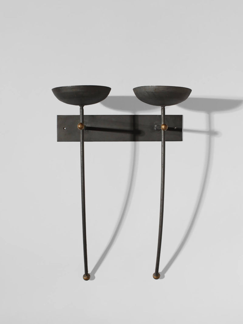 Wall Duo Metal Candle Sconce by Vintage Stories | The Oblist — black metal, modern design