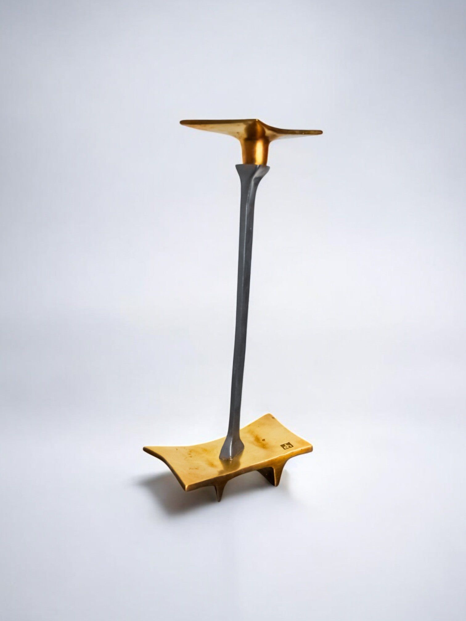 Brutalist Candleholder by David Marshall, 1970s — angled view on neutral backdrop