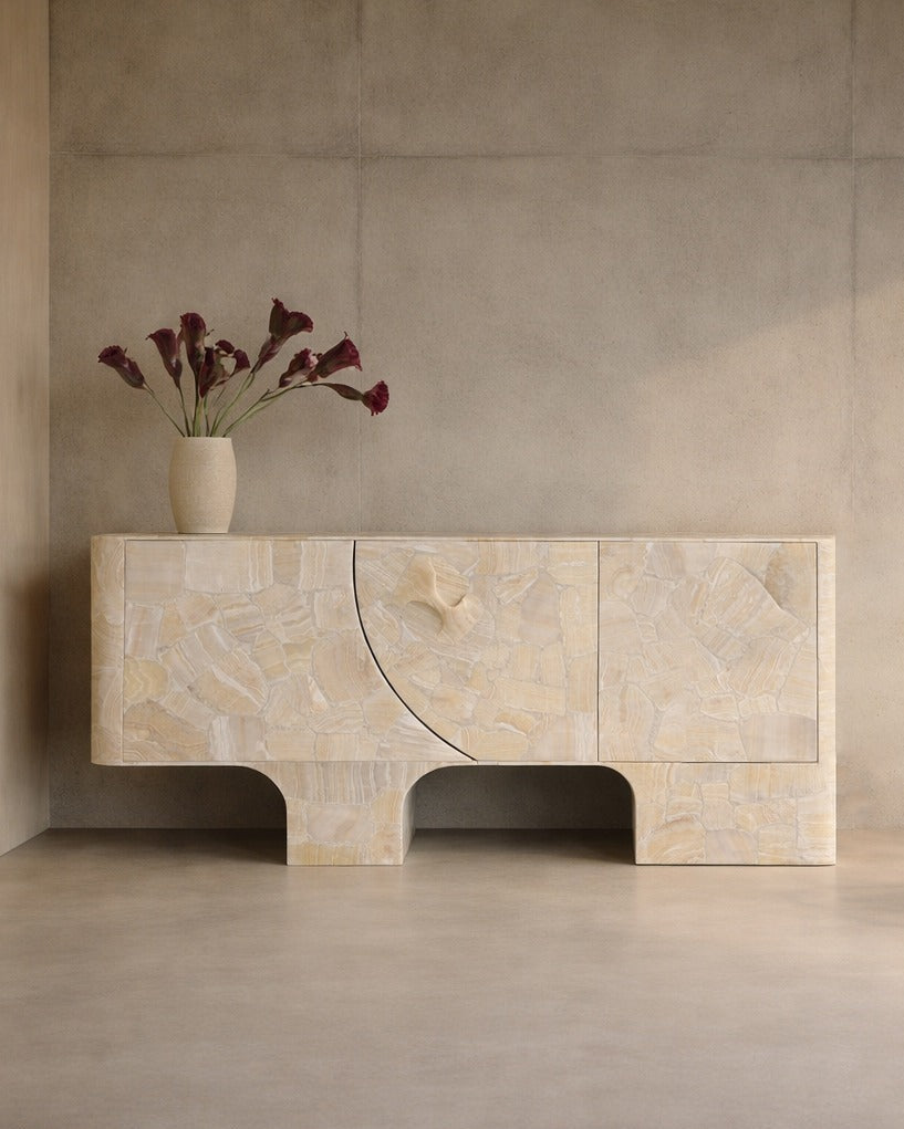 Crédence Eoli en Onyx Blanc, Buffet/Armoire Postmoderne