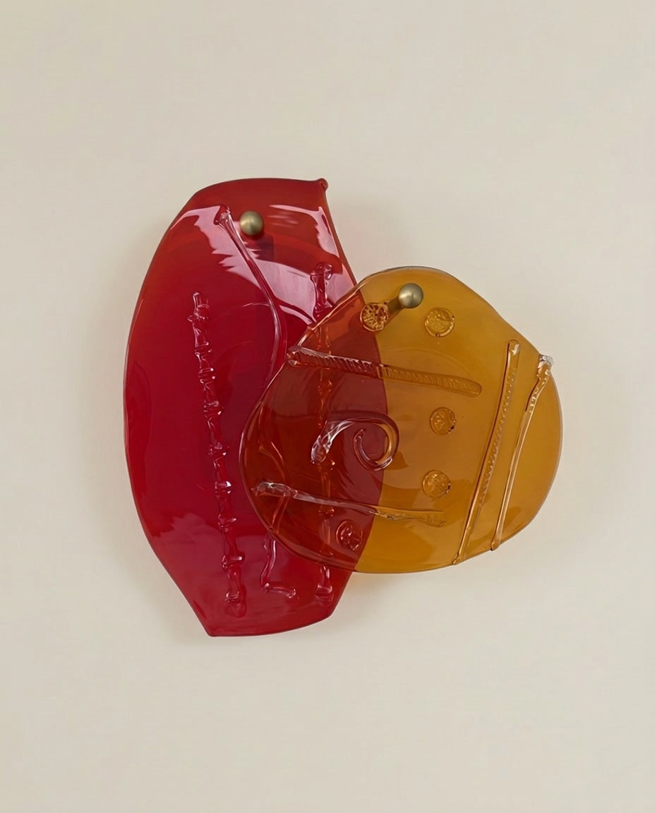 Mouth-Blown Sculptural Wall Light in Glass and metal — side angle