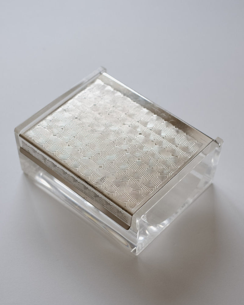 Mid-century Modern Jewelry Box by septembre studios | The Oblist — clear acrylic, silver pattern