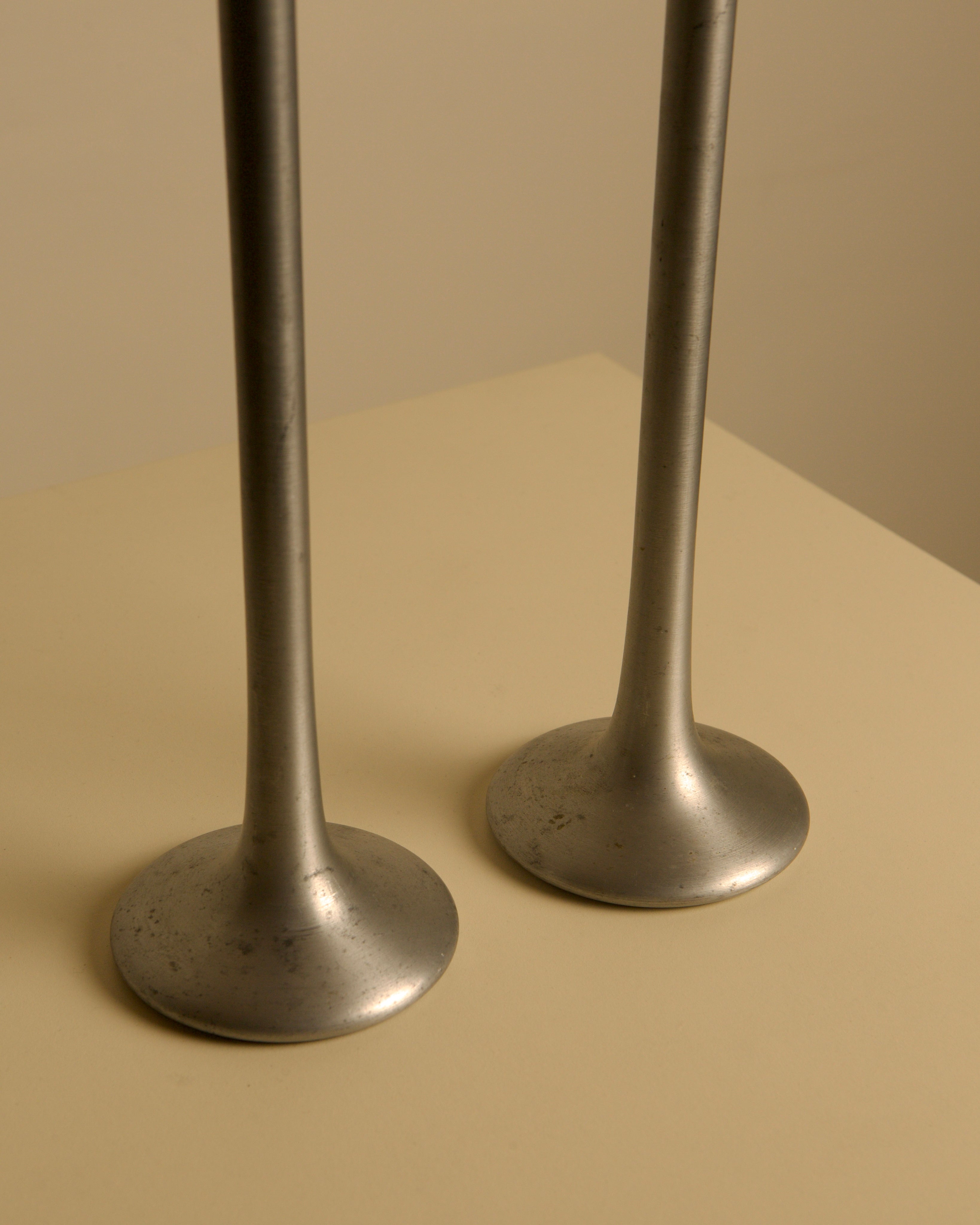 Pair of 80s Cast Aluminum Candleholder