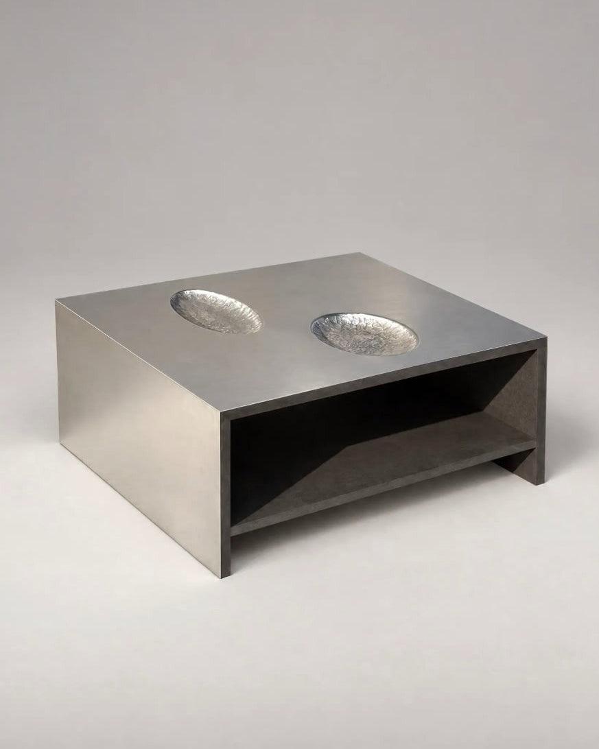 Crater Aluminium Coffee Table — close-up