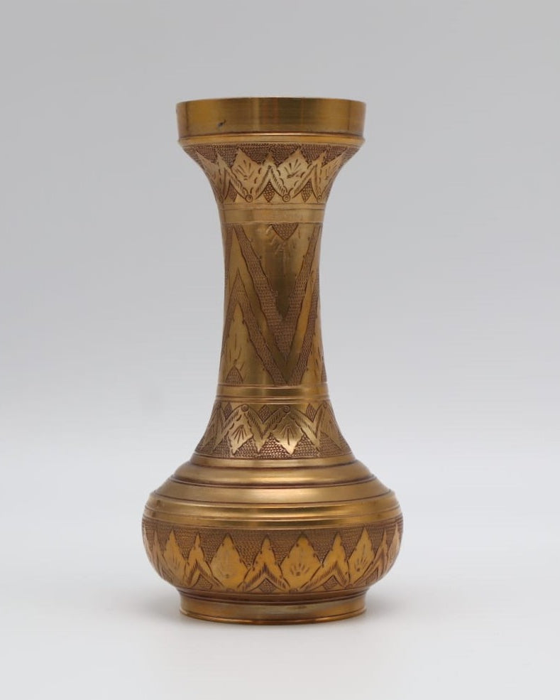 Hand-Etched Indian Brass Vase – 1960s by Forma Finds | The Oblist