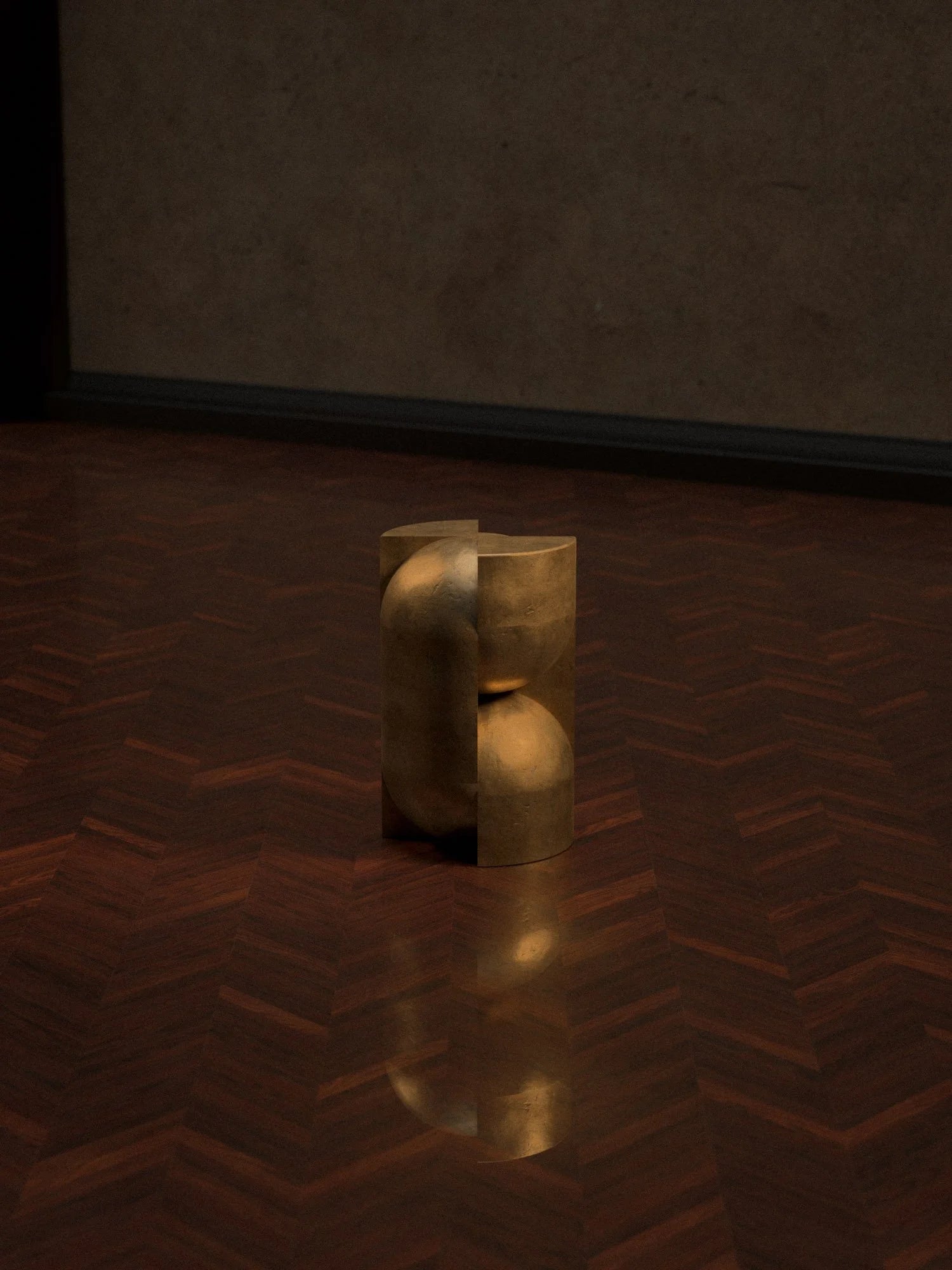 Capsule Pedestal by Studio Brocky - Space-age Sculpture in Cast Brass — detail view