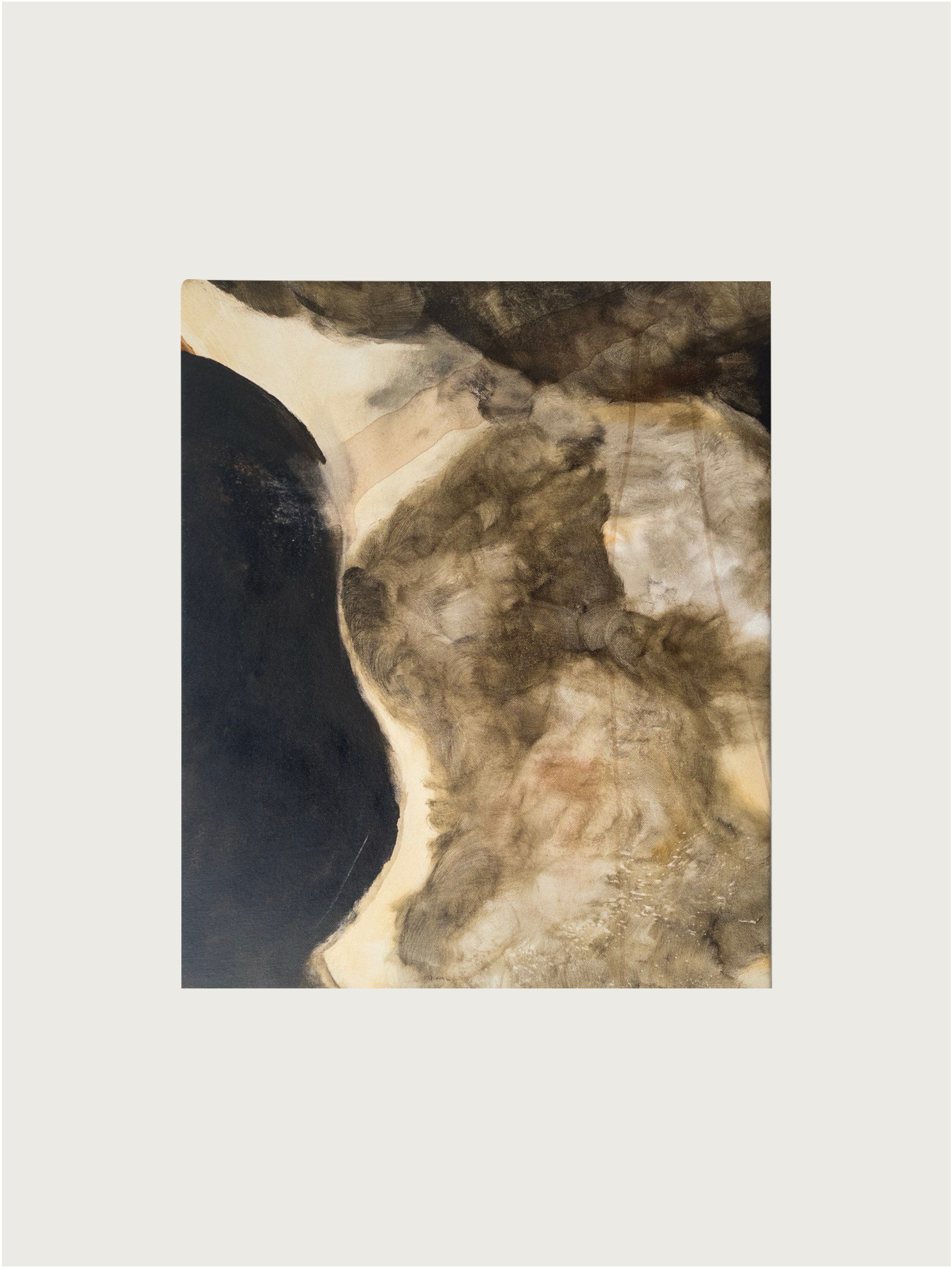 Nightfall Over Olympia" Mixed Media by Natasha France features earthy brown, beige, and black swirls. This original canvas artwork blends mixed media for a natural, organic look.