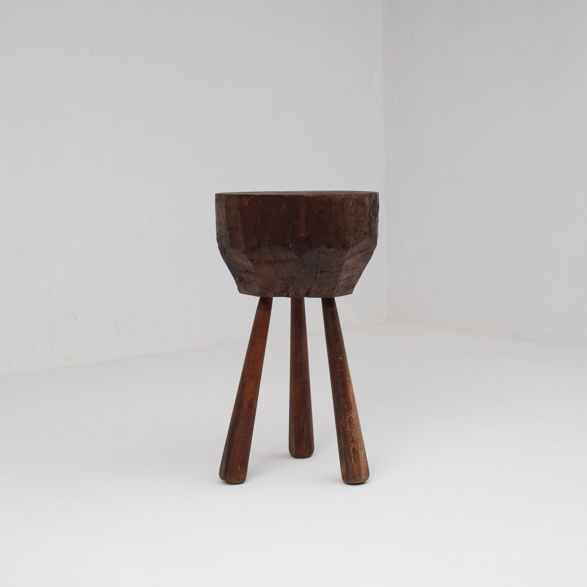Rustic Tripod Wooden Side Table by Malata Antwerp | The Oblist