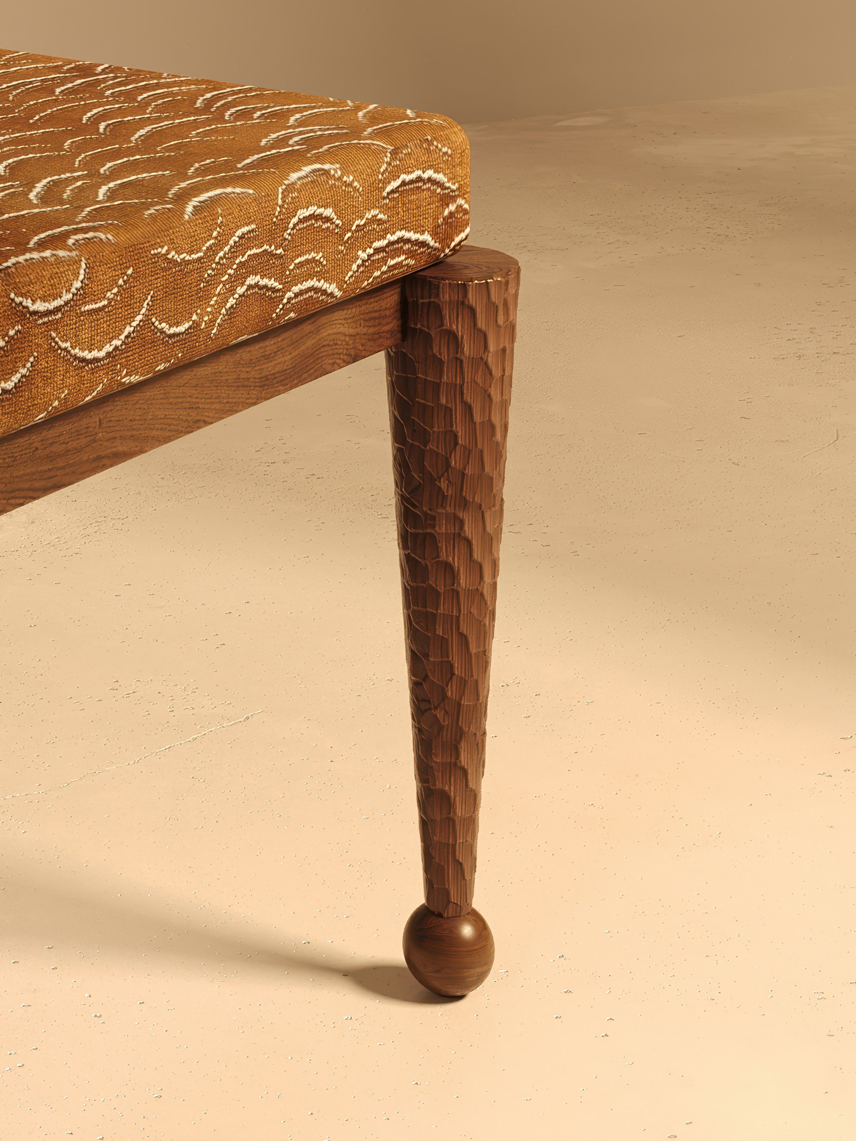 Simorgh I Dining Chair in Walnut Wood and Fabric