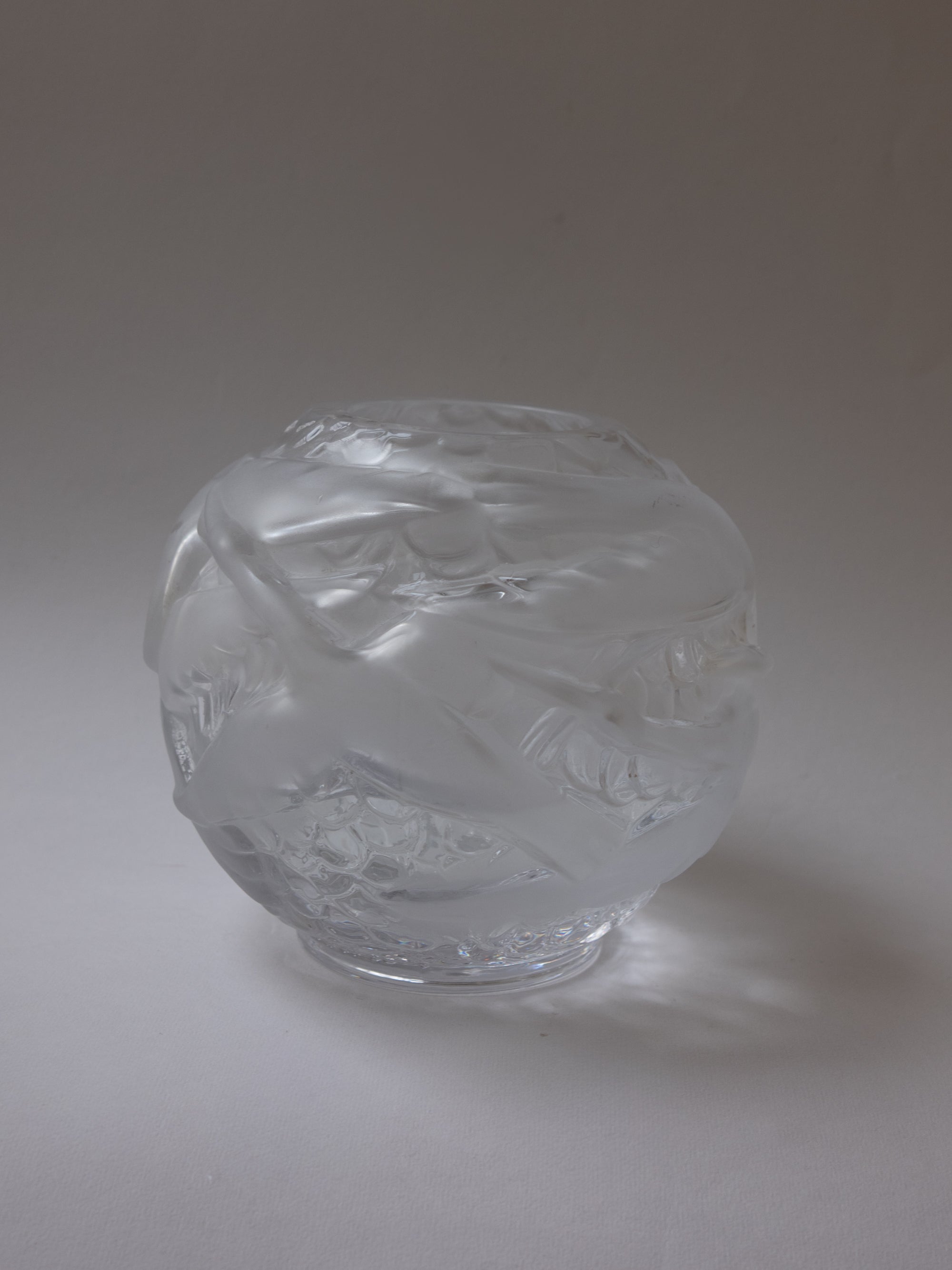 Portieux Vallerysthal "Oiseaux" Art Deco Frosted Globe Vase — side angle
