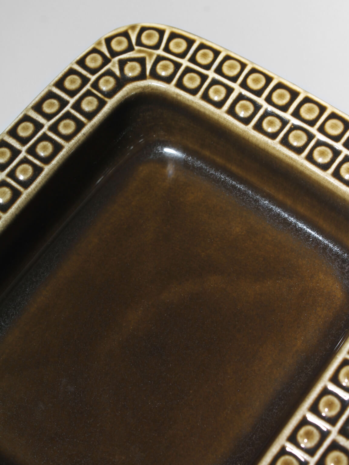 Gunnar Nylund Ceramic Glazed "Kub" Bowl, For Rörstrand, 1960s, Sweden — back view highlighting rich brown glaze and textured