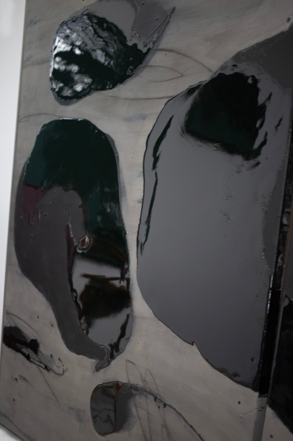 Black Drift - Painting — side angle showing glossy black surface