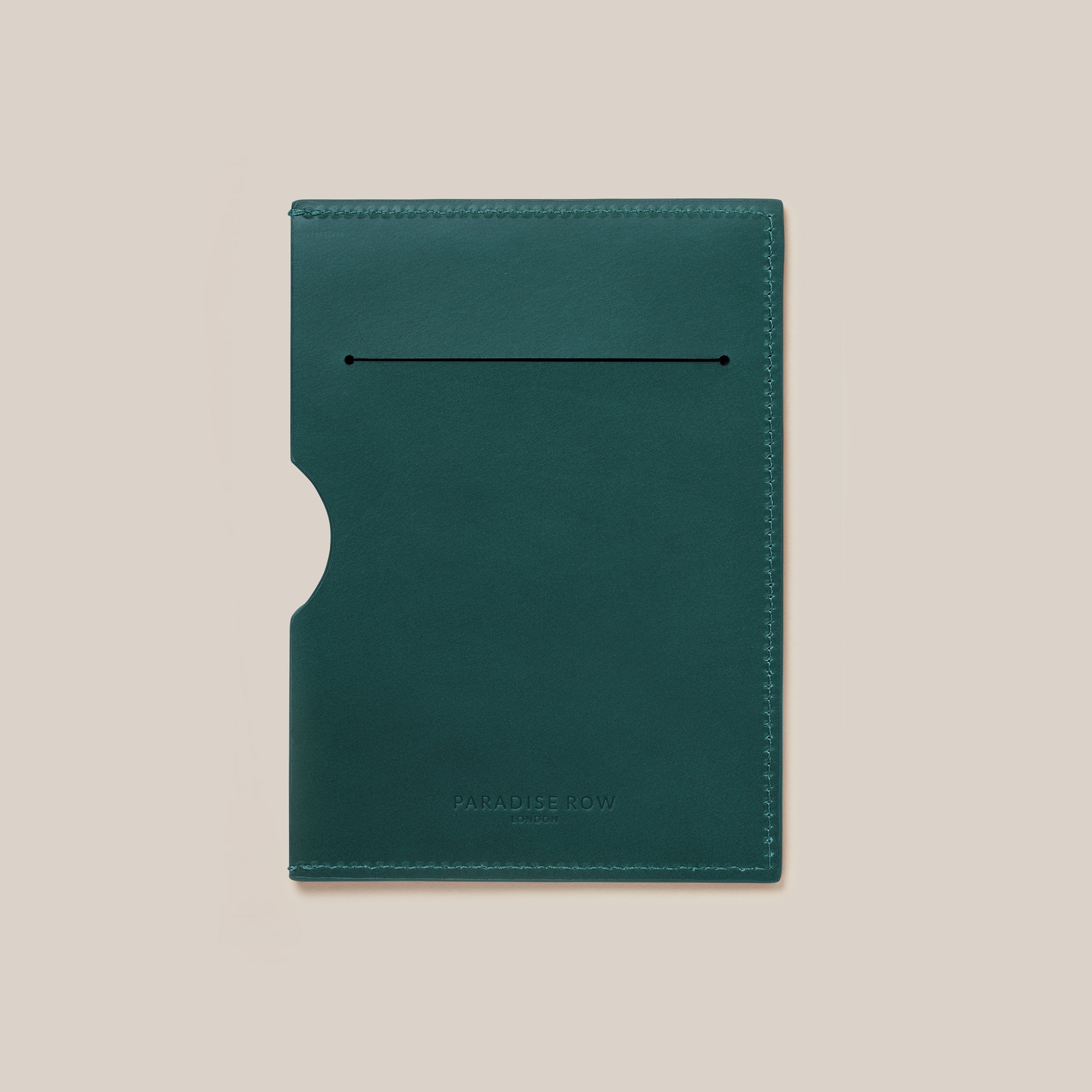 Leather Passport Holder — back view in deep green leather