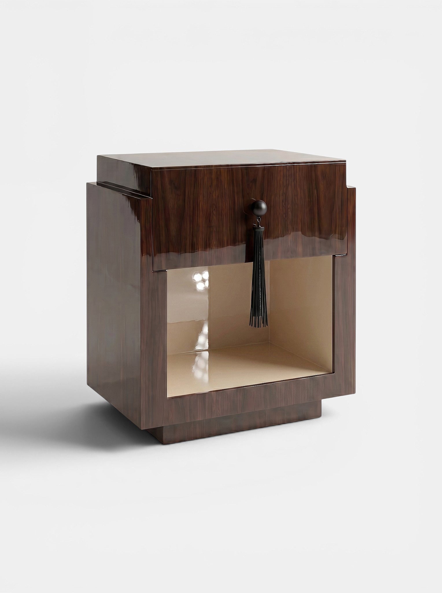 Leo Glossy Wood And Off-white — lifestyle setting