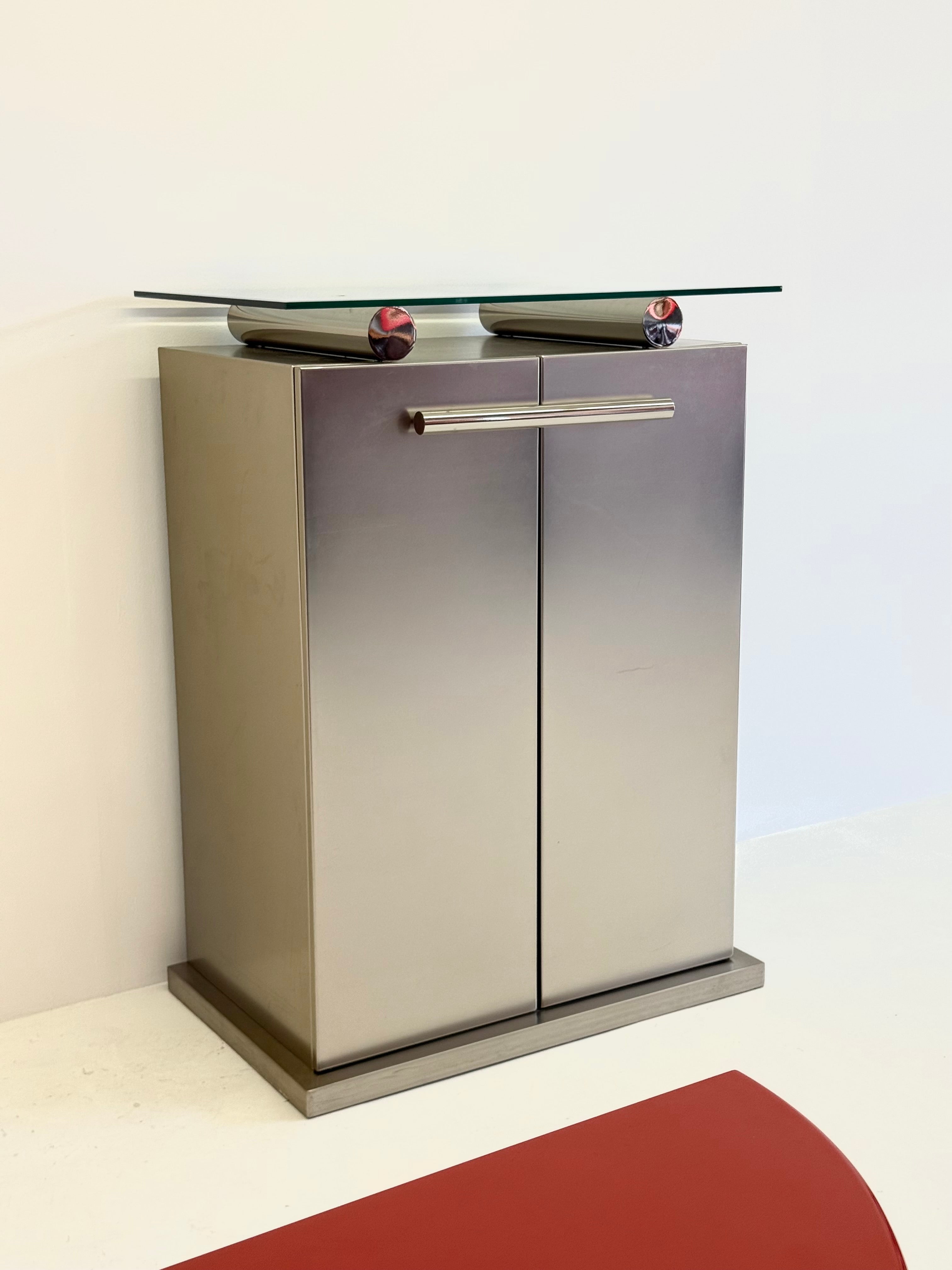 Postmodern aluminum bar cabinet from Belgochrom by Wintage | The Oblist
