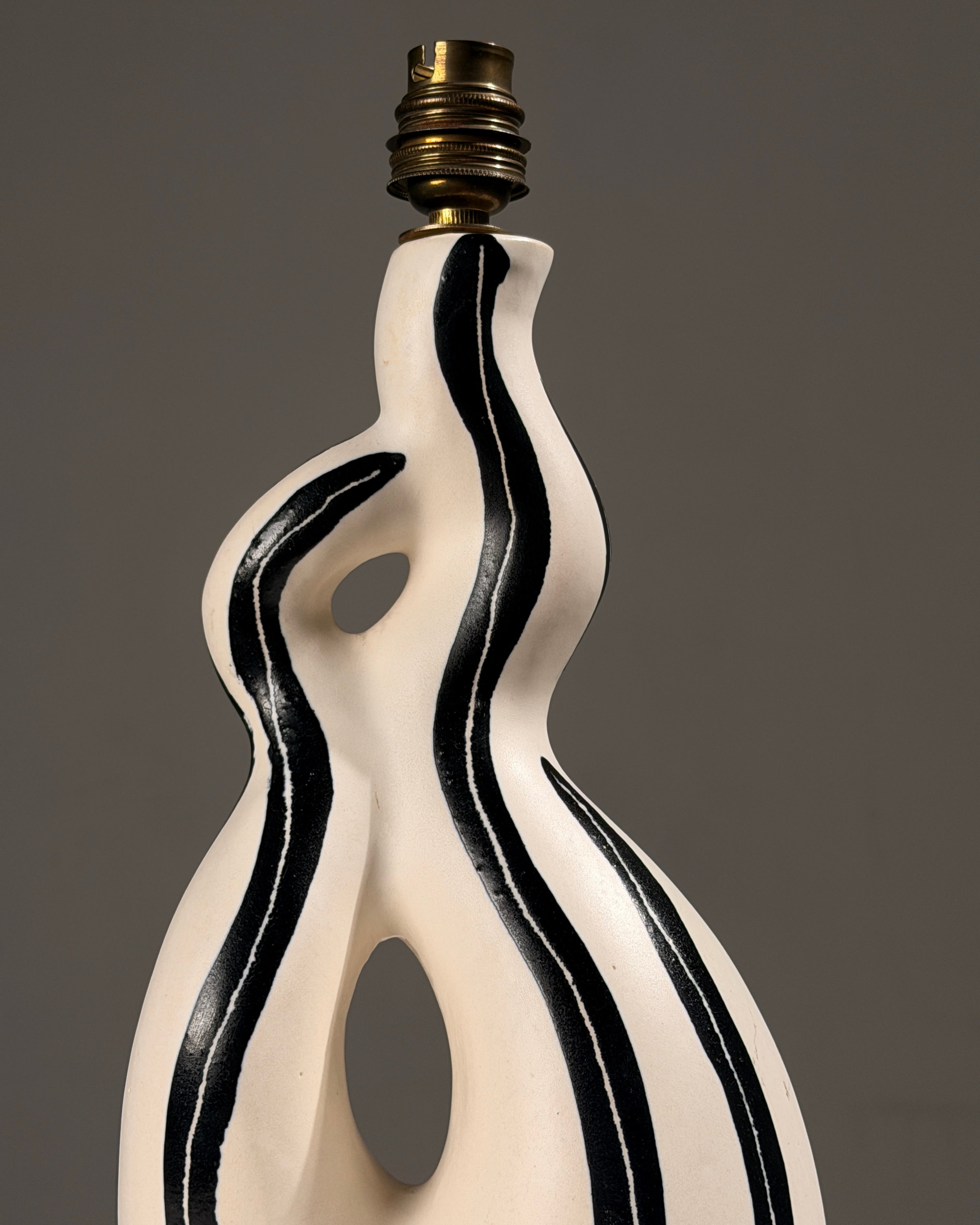 Rare zoomorphic ceramic table lamp, Vallauris, circa 1950 — side angle