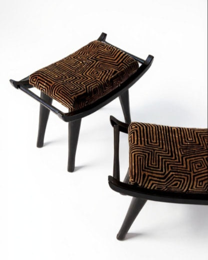 Pantera Chair Stool in Wood and Fabric