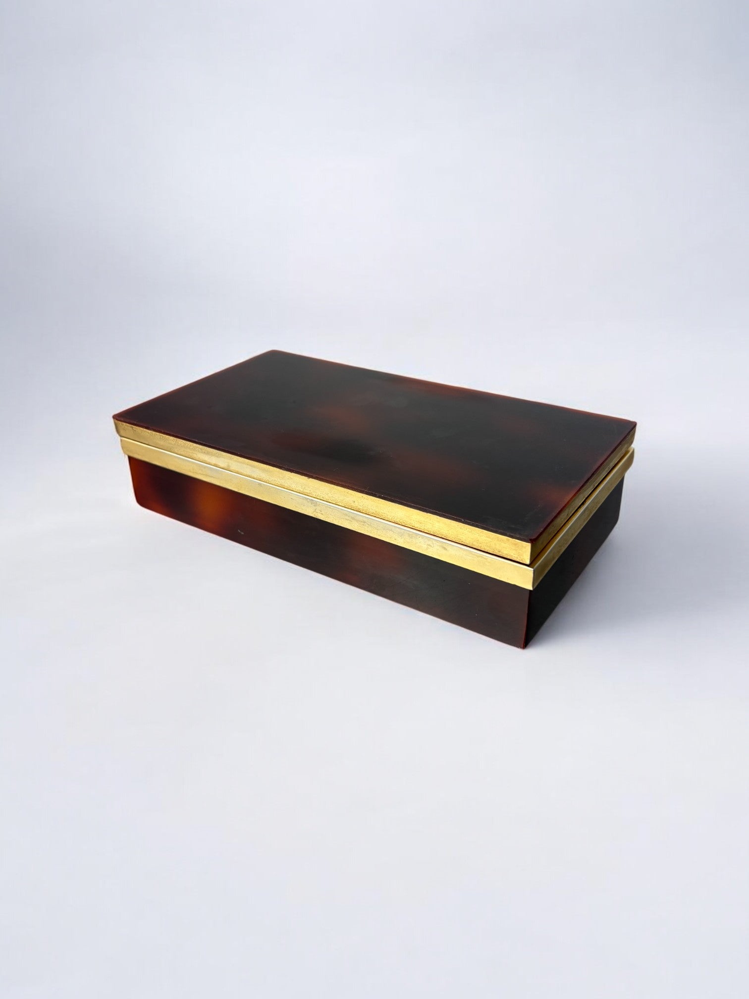 Faux Tortoise Shell Dior vanity box, Italy, 1970's — detail view