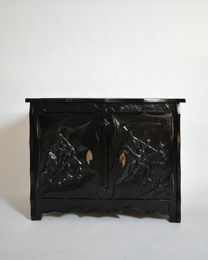 Johnny Ludécher Brutalist Cabinet, 1950s by Barracuda Interiors | The Oblist — handcrafted black wood design