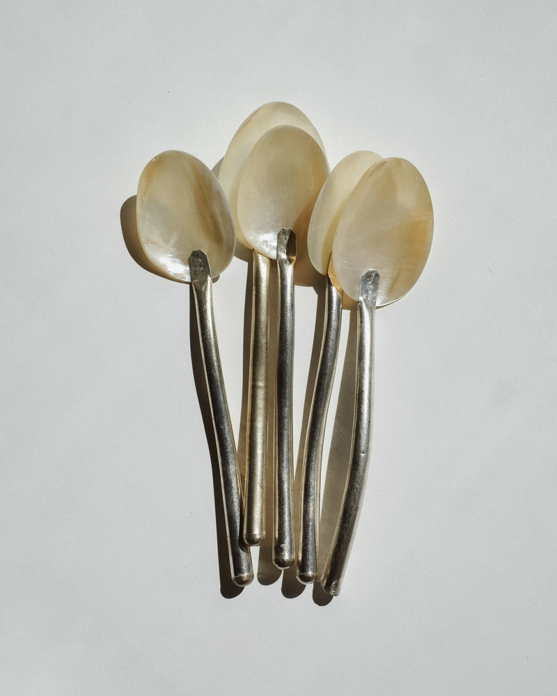 Set of 5 Handmade Mother of Pearl Shell Spoons by septembre studios | The Oblist