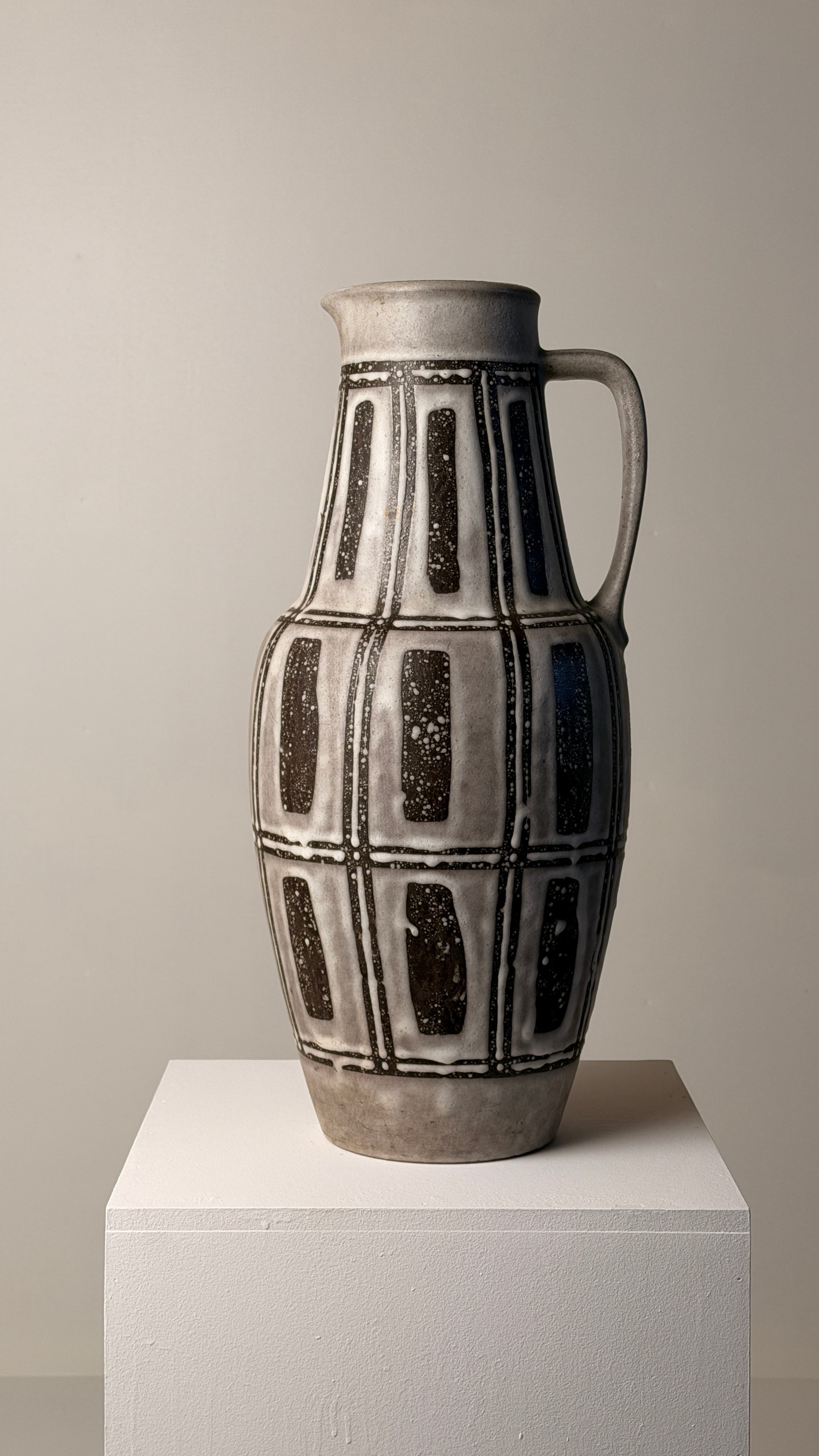 Ceramic pitcher, Germany, circa 1960. — side view highlighting textured surface