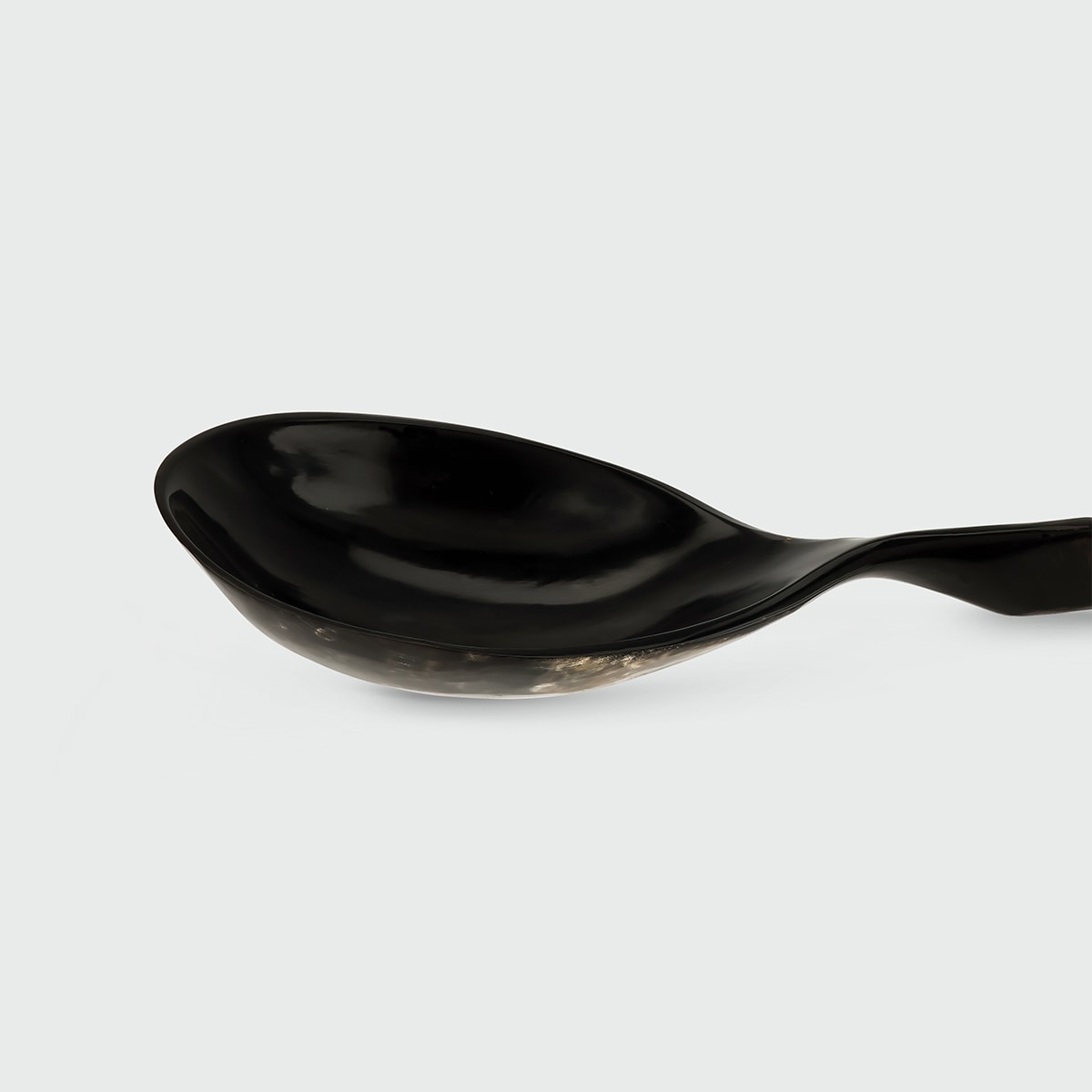 Twisted Horn Spoon — side view highlighting glossy black finish