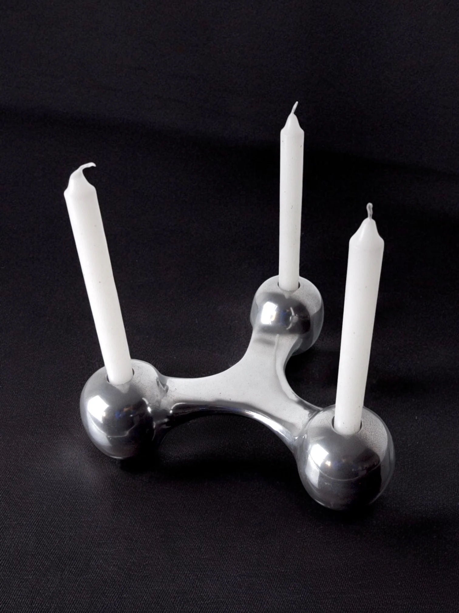 Scandinavian Candleholder, Denmark, 1970s — side angle showing polished metal finish