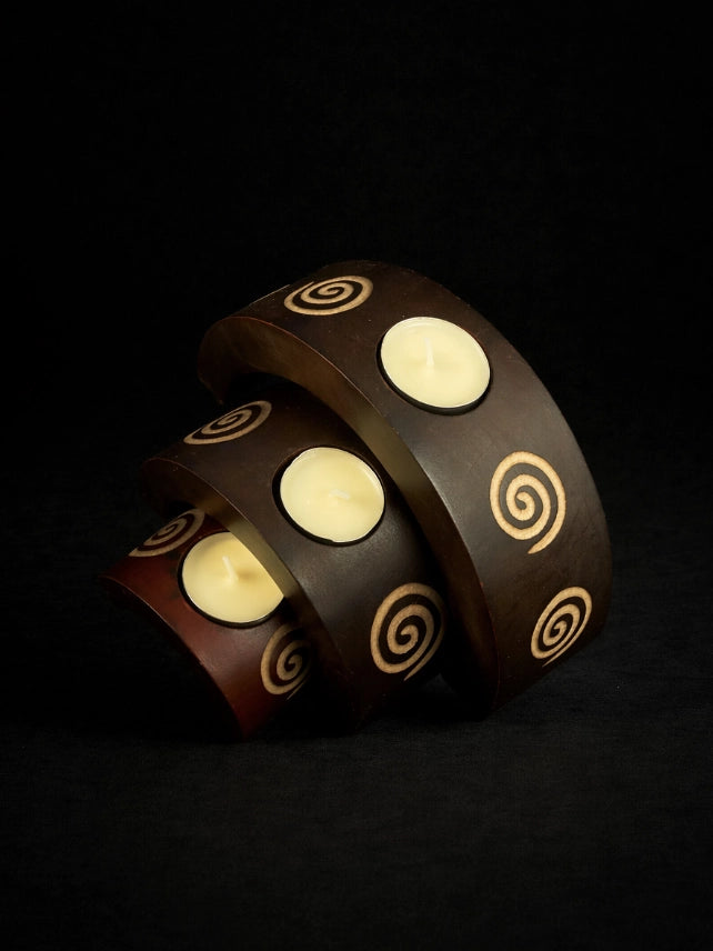 Vintage Candle Holders in Wood - 1970s Germany Collection — detail view