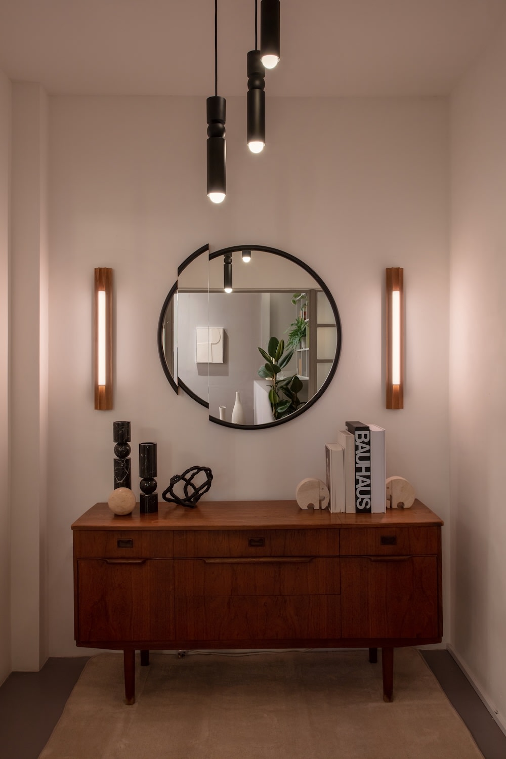 Fulcrum Candlestick Black Marble — lifestyle setting