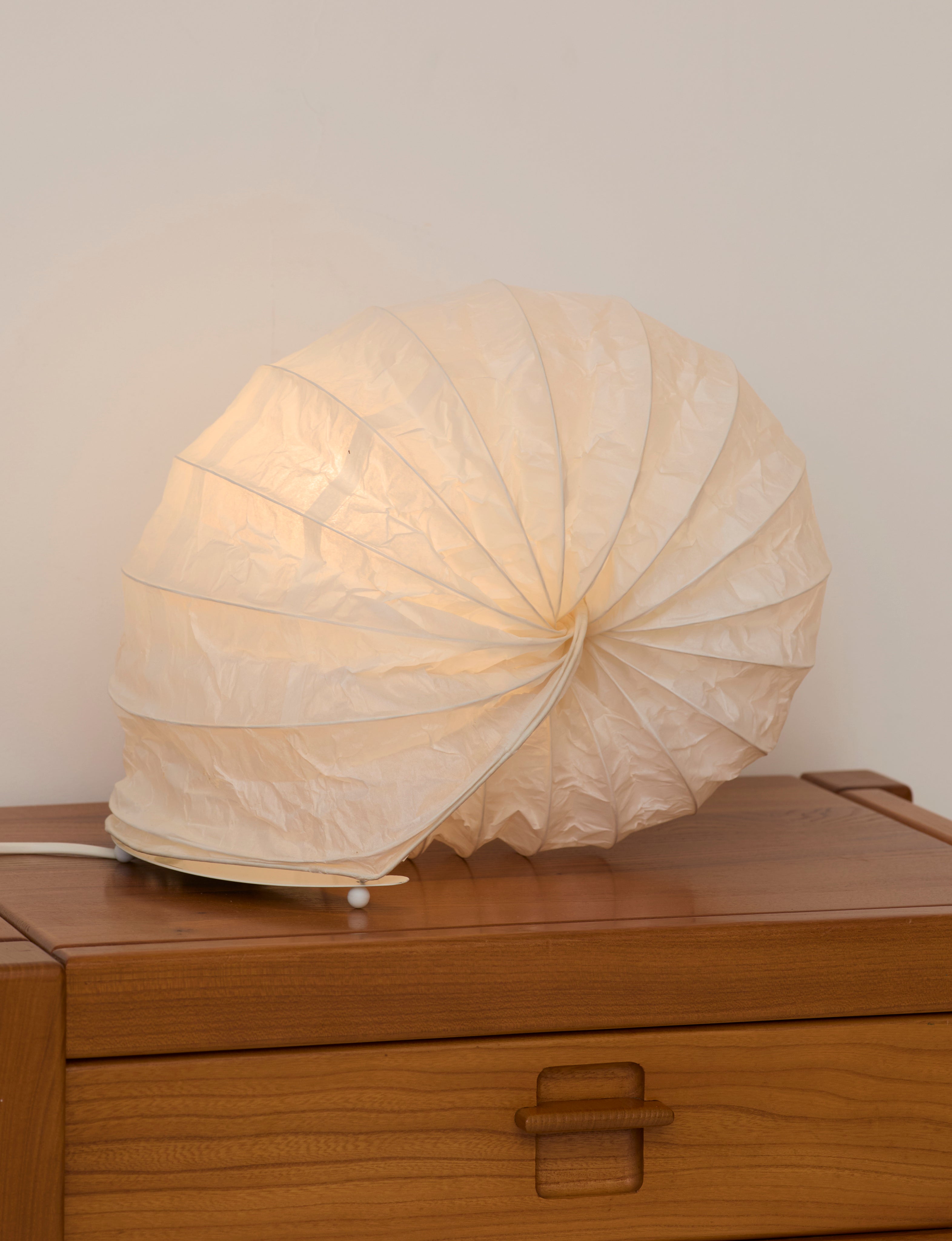 vintage Ikea paper table lamp in the shape of a shell C. 2000 by DIG IN JAPAN | The Oblist