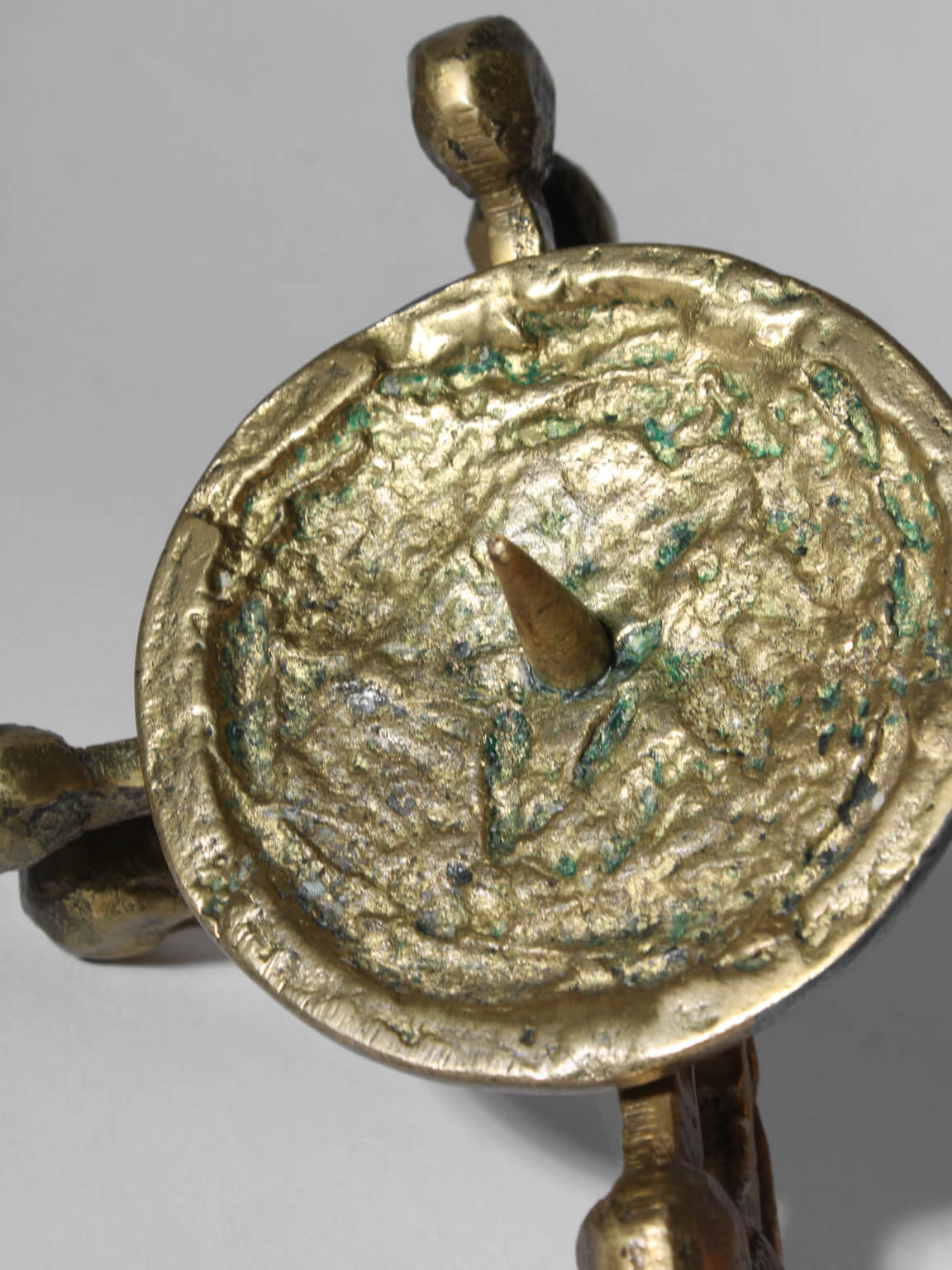 Brass Ethnic Candle Holder Stand — side angle