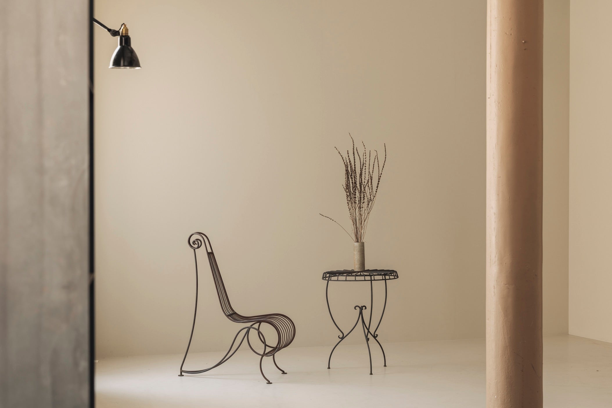 Wrought Iron Side Table attributed André Dubreuil, France 1986 by Modern Living | The Oblist