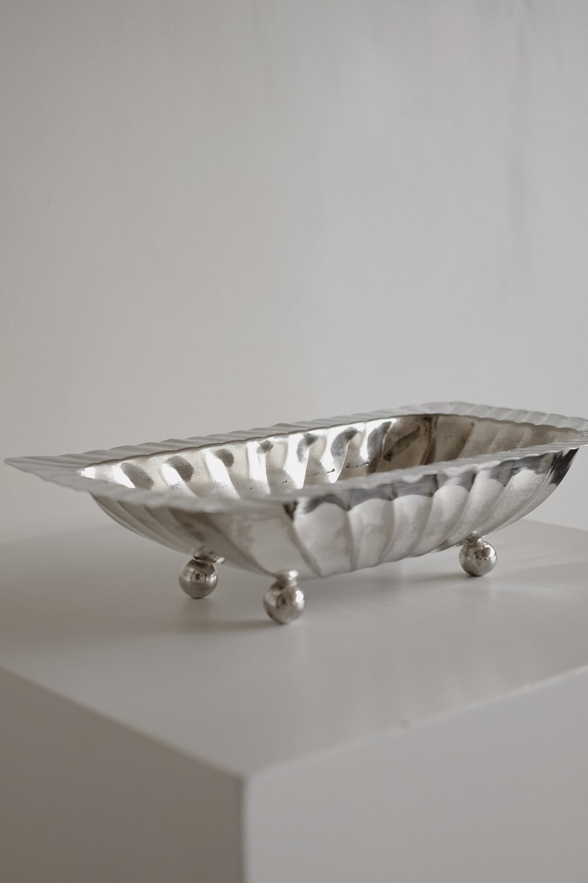 Vintage Silver-Plated Fluted Dish — lifestyle setting