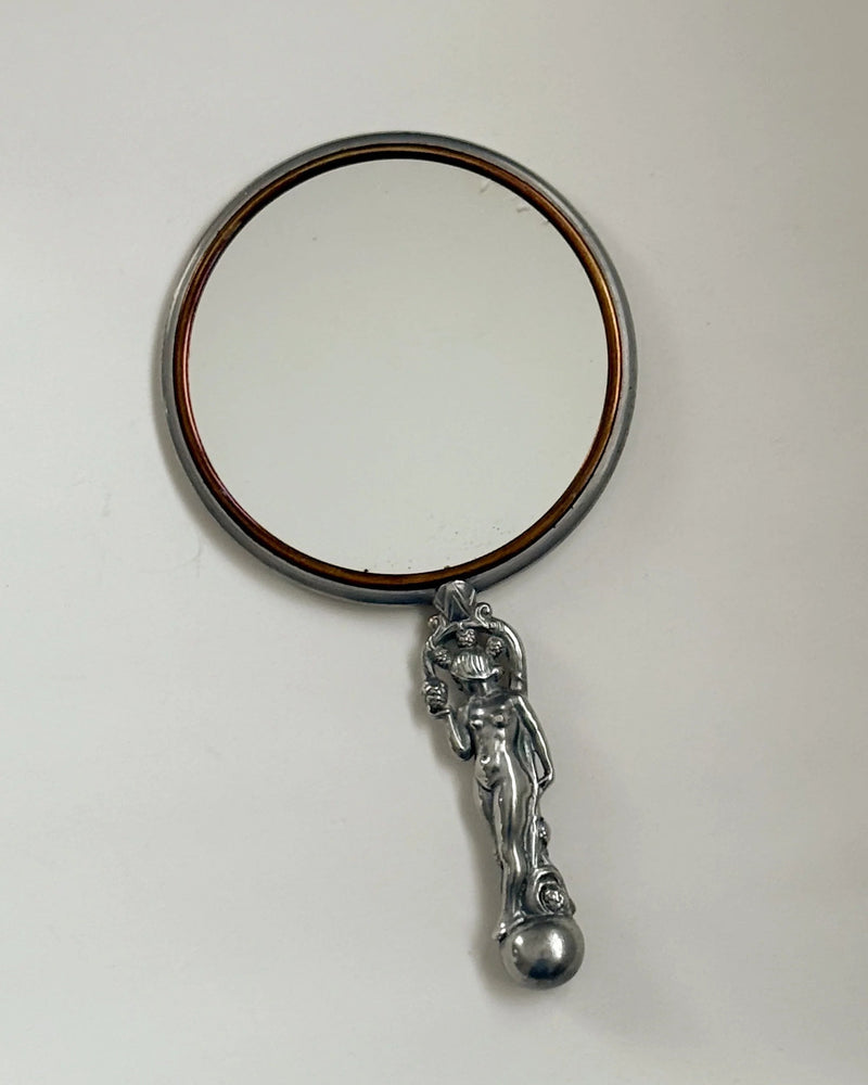 CG Hallberg Hand Mirror in Pewter, Swedish Grace, 1933 by Galerie Storm | The Oblist — handcrafted pewter handle