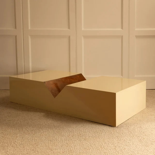 Wood lacquered coffee table - Italy by Galerie Vauvart | The Oblist — modern beige finish