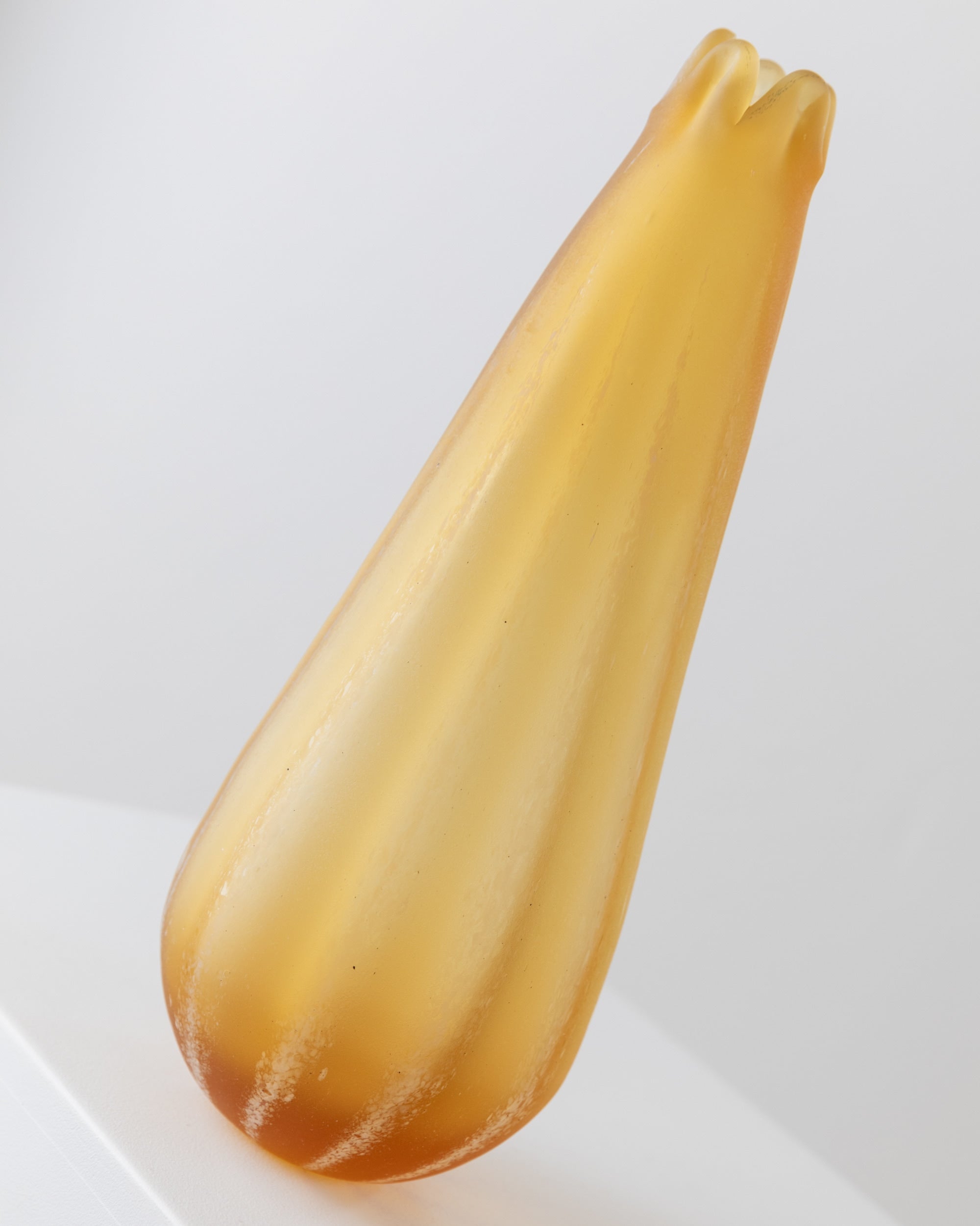 Large Murano Glass Vase - Italy 1960s — angled view highlighting amber color