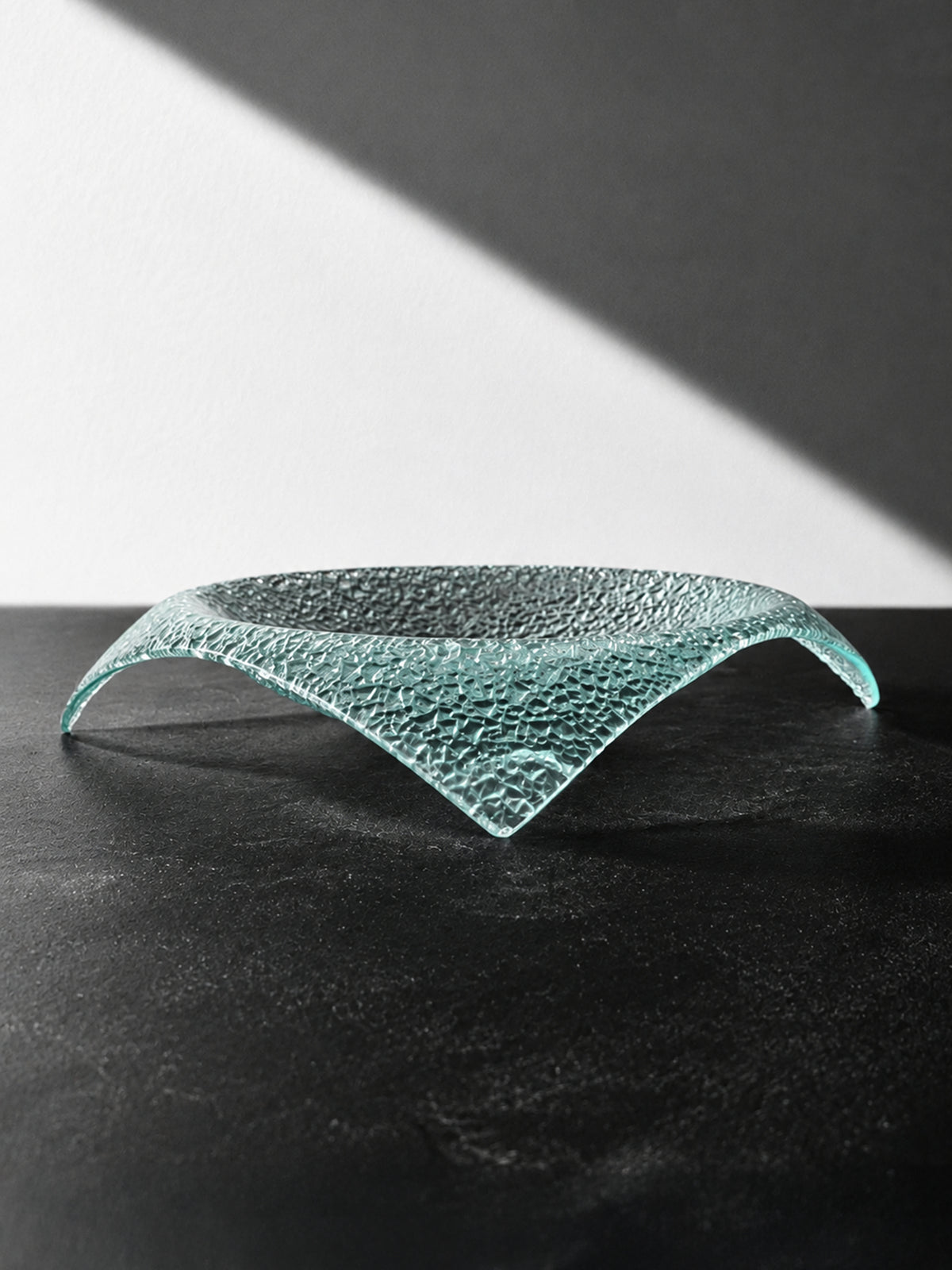 Architectural Textured Glass Centerpiece Bowl - 1990s by Dodo Vintage | The Oblist