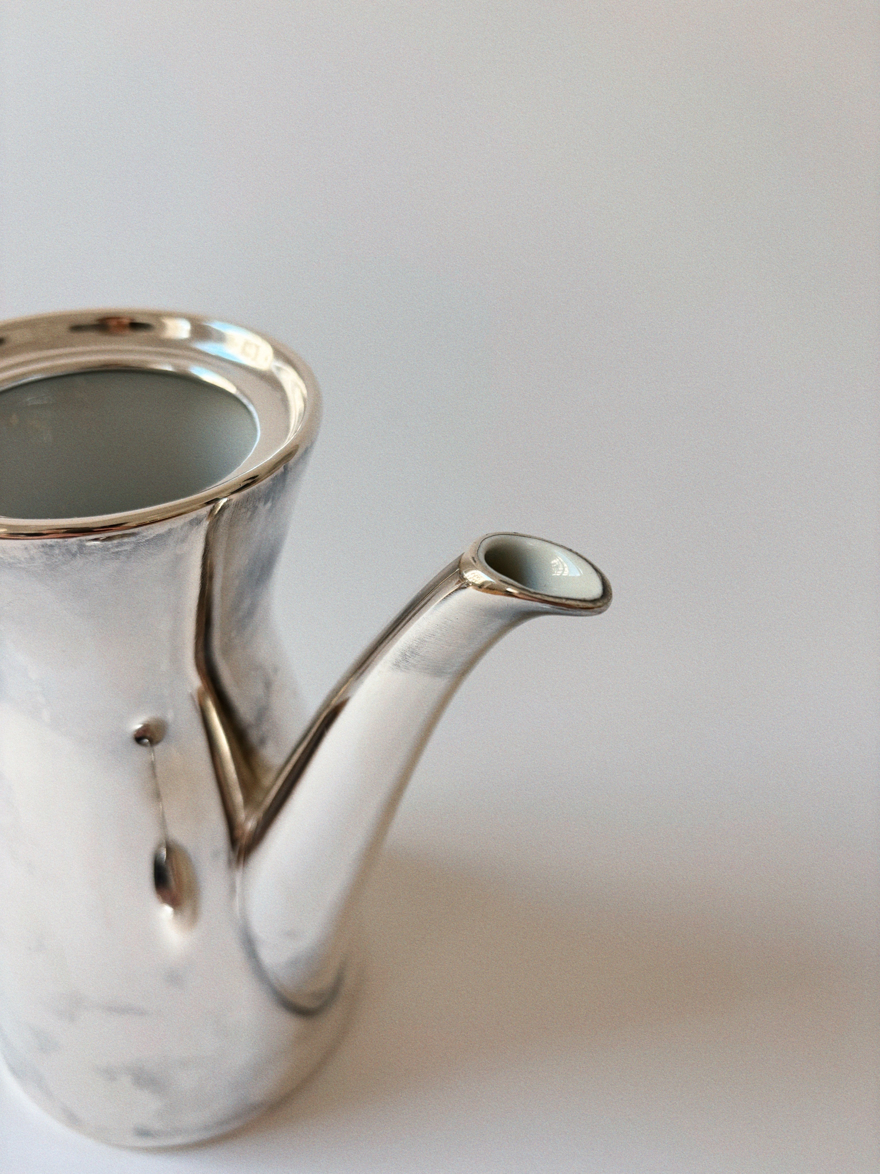 Silver Glazed Ceramic Teapot, Mid-Century Germany — close-up