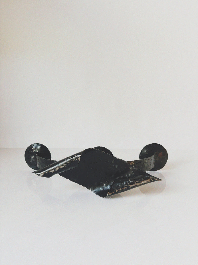 Bent Metal Mid Century Candlestick, Poland — detail view