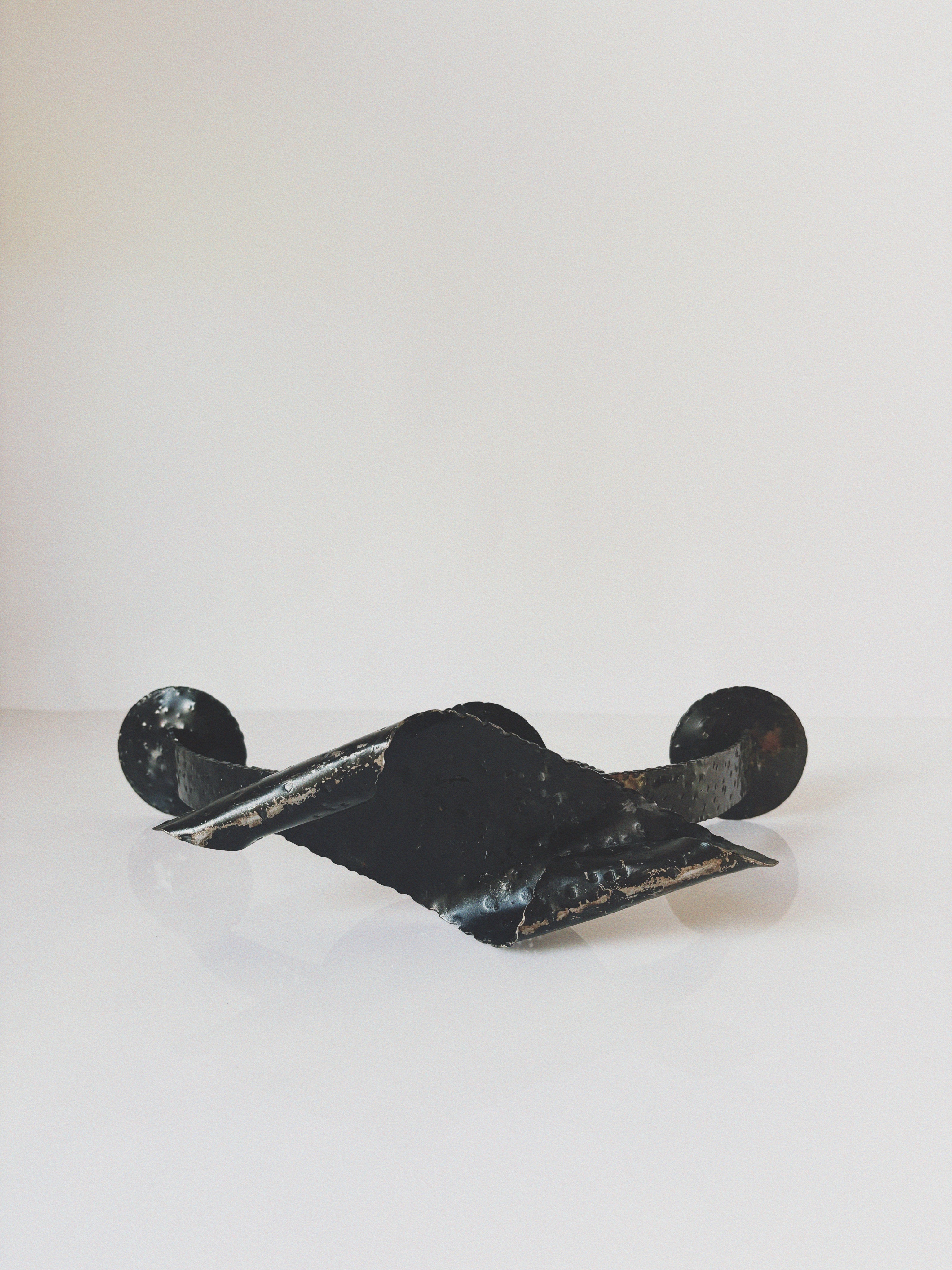 Bent Metal Mid Century Candlestick, Poland — detail view