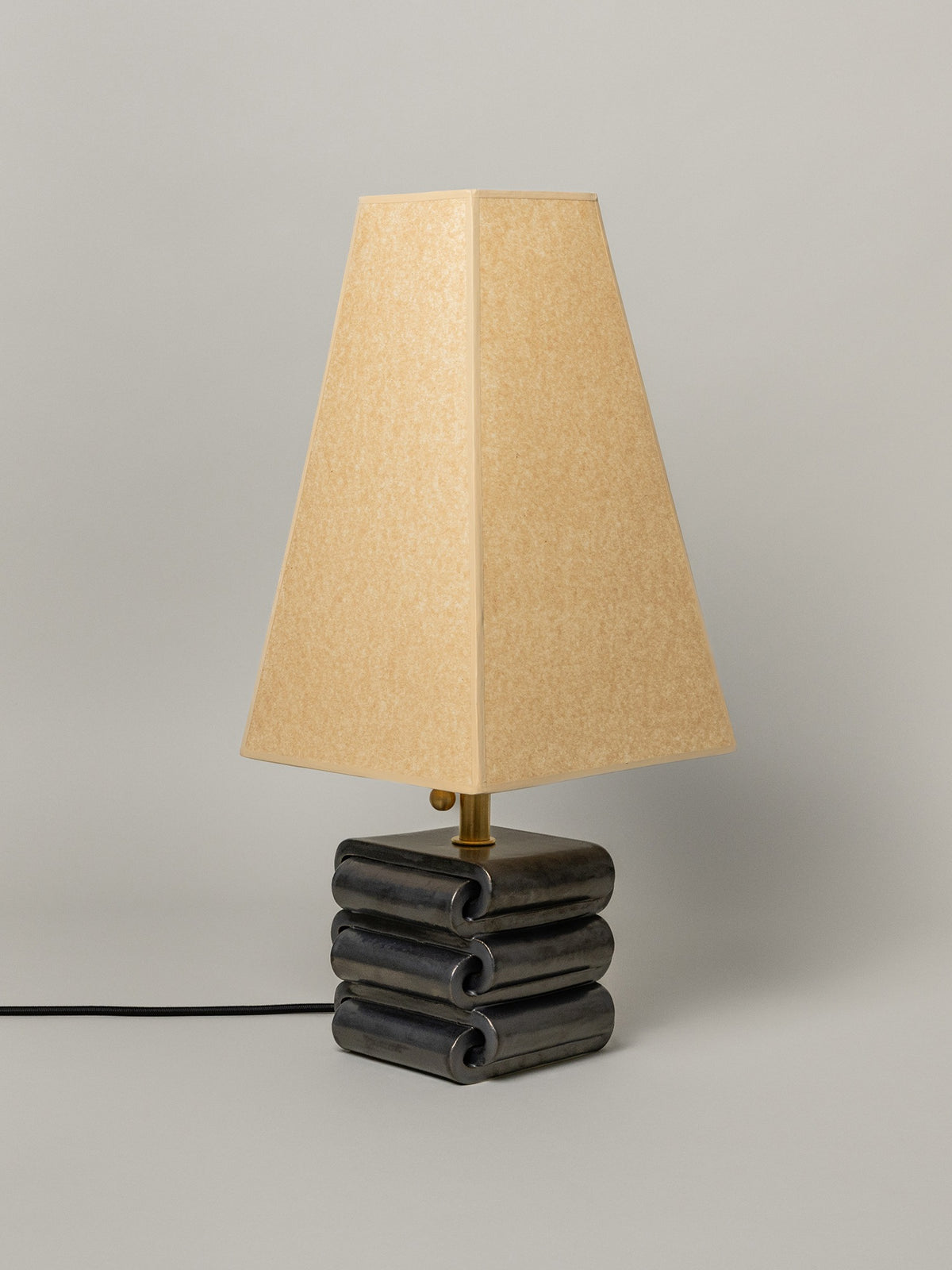 Gio Table Lamp, Graphite / Kraft Shade — side angle